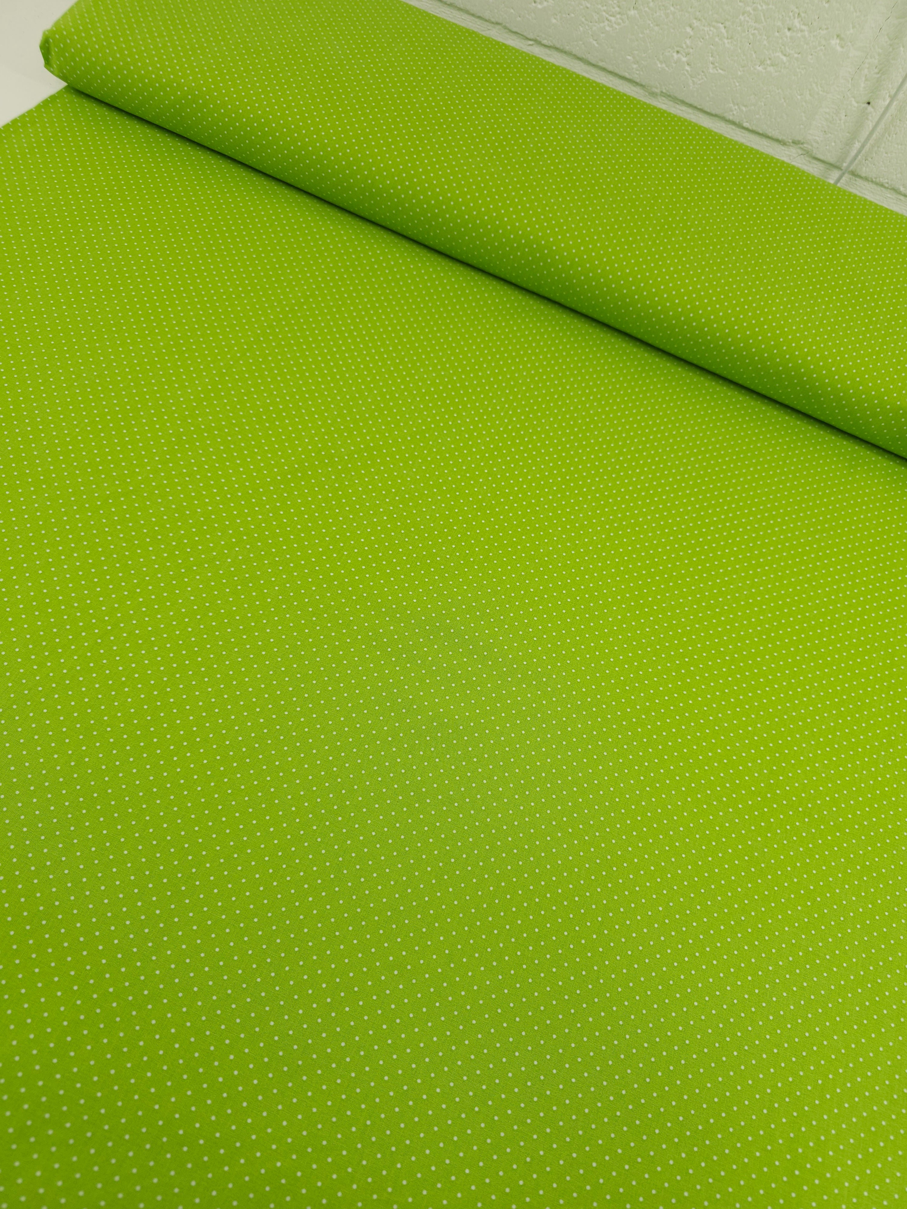Lime Green Micro Polka Dot 100% Cotton 60”