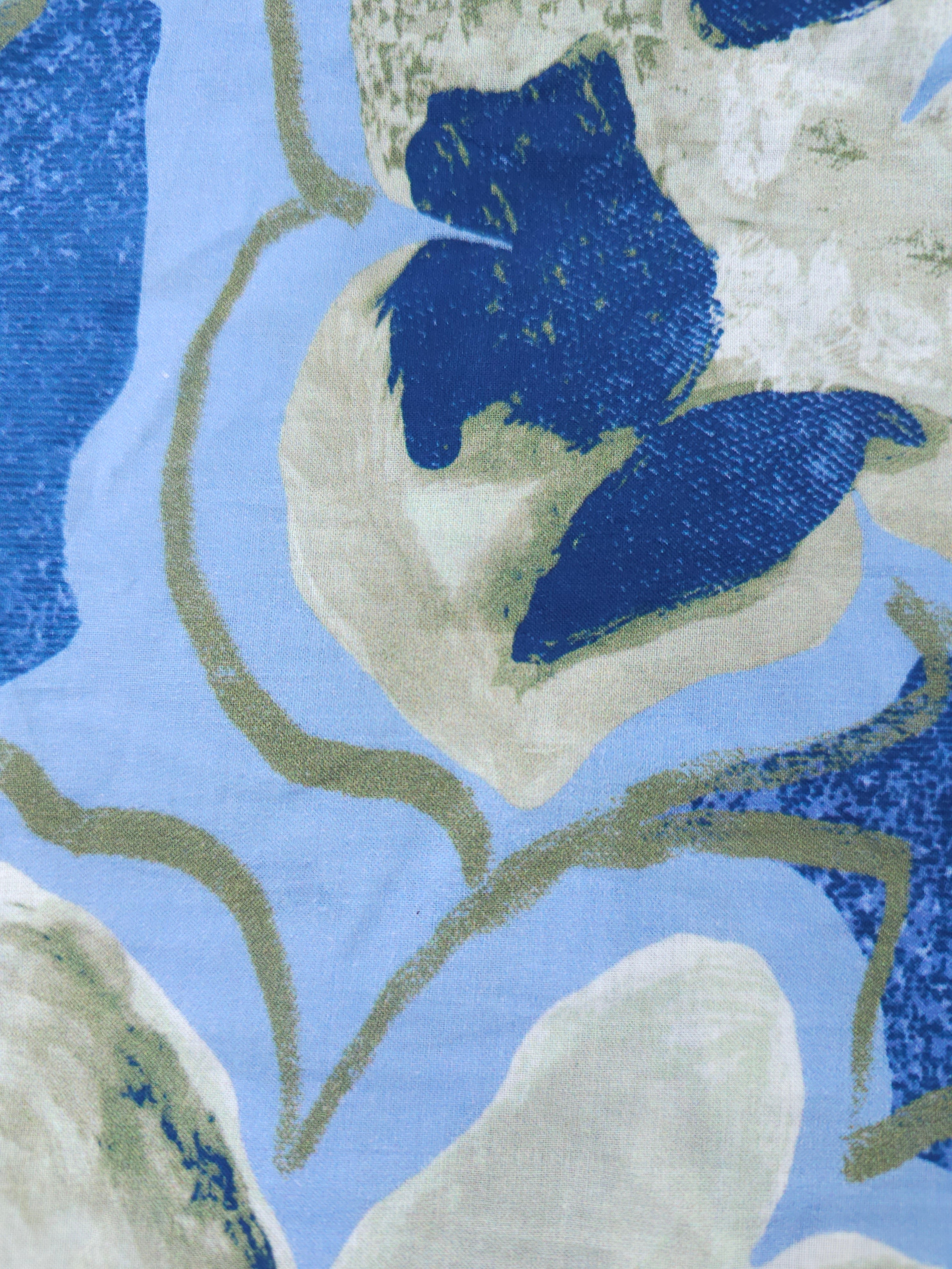 Sea blue floral Viscose- 1.7m piece