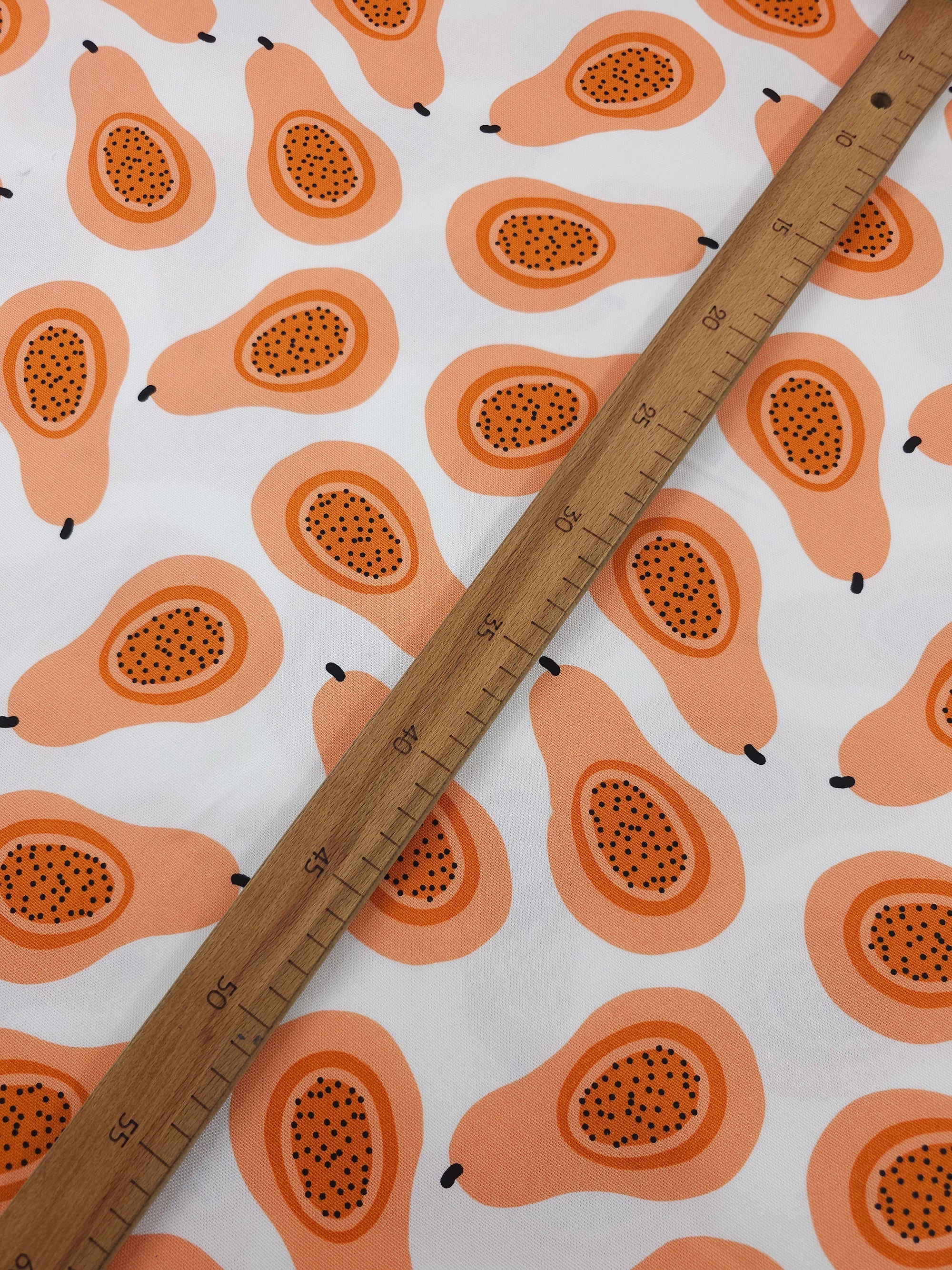 Pears On White Lightweight Canvas Cotton