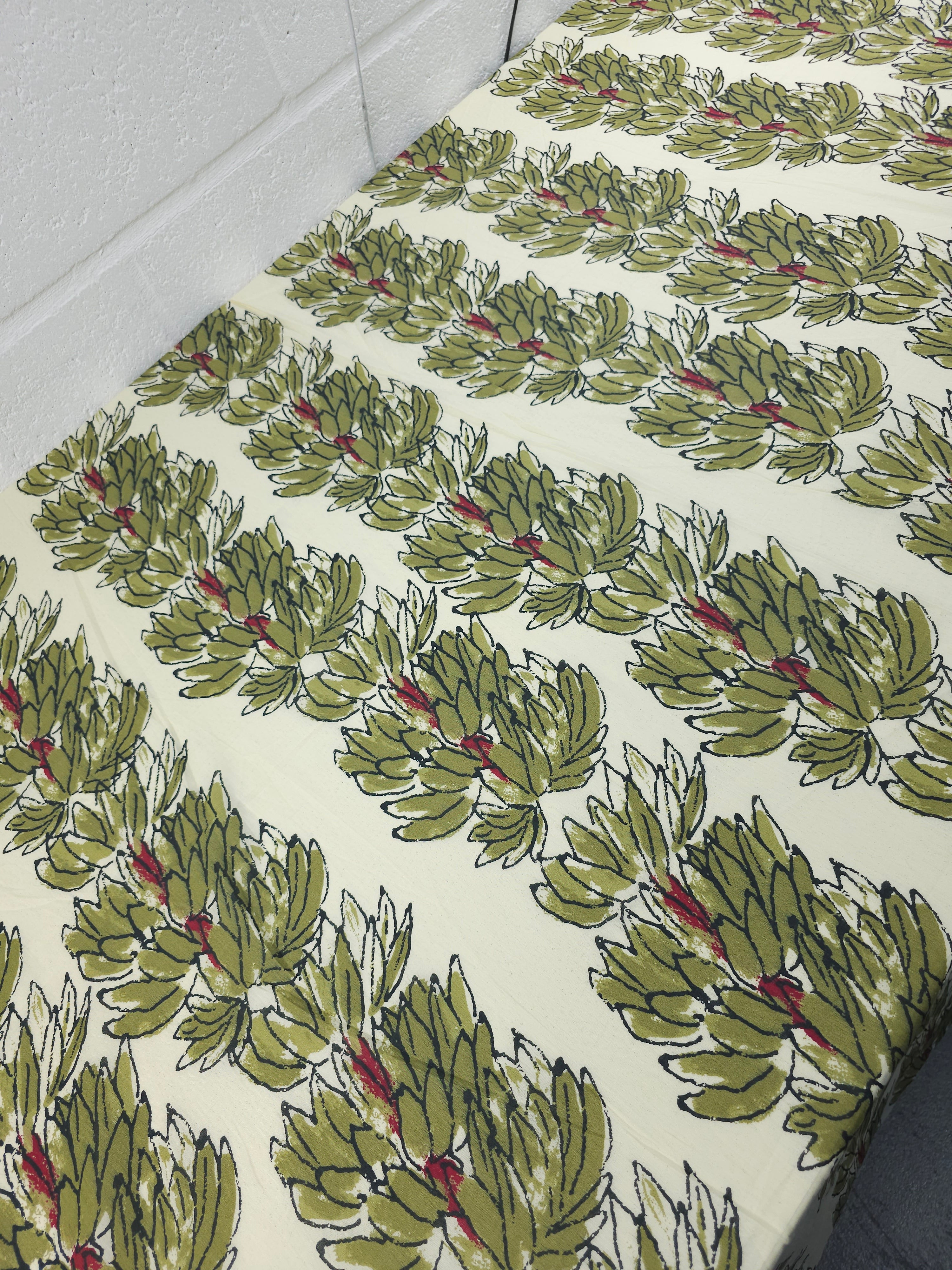 Olive Leaf Strand Stripe Cambric Cotton