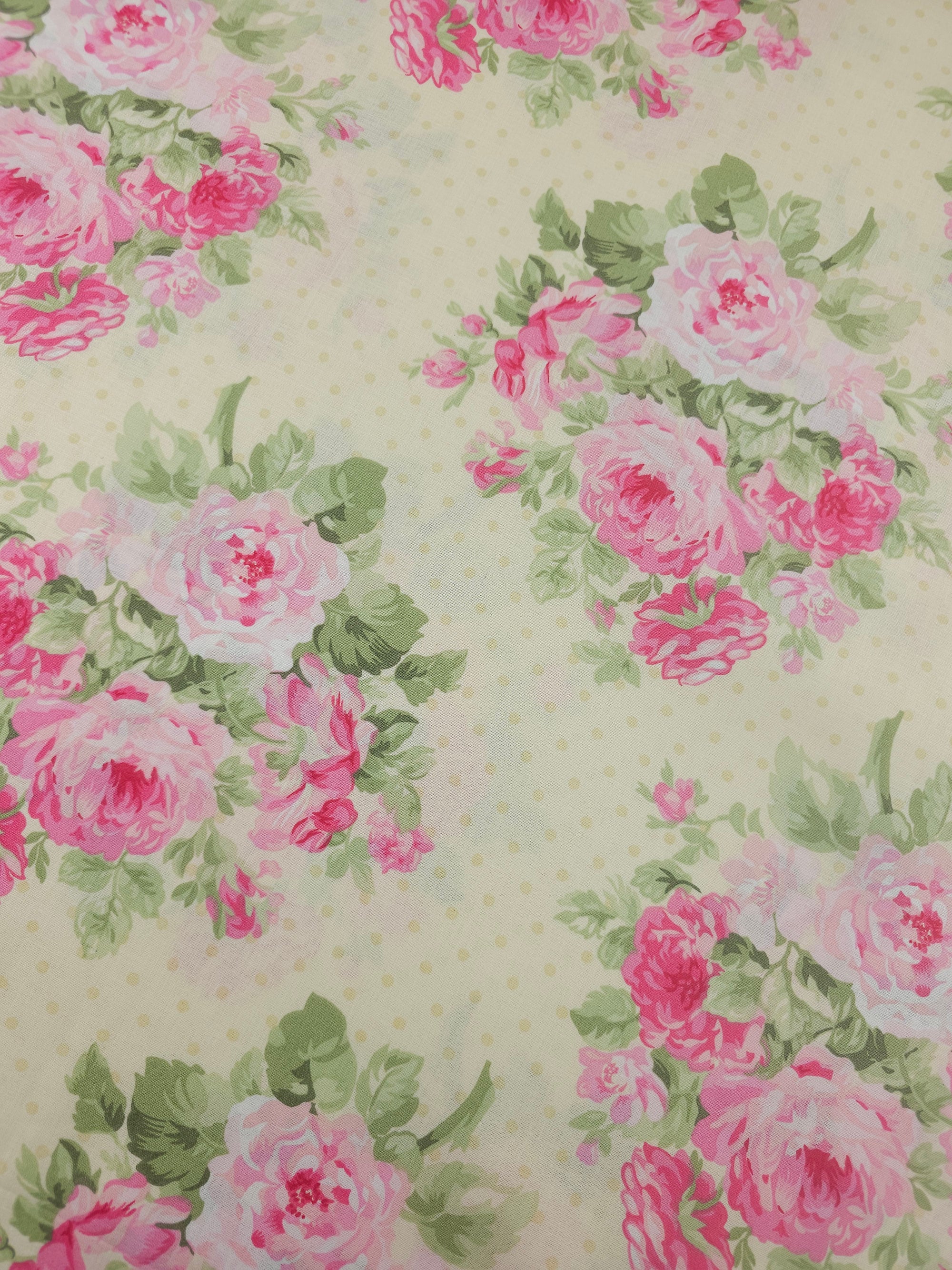 Pink Polka Floral Bunch 100% Cotton