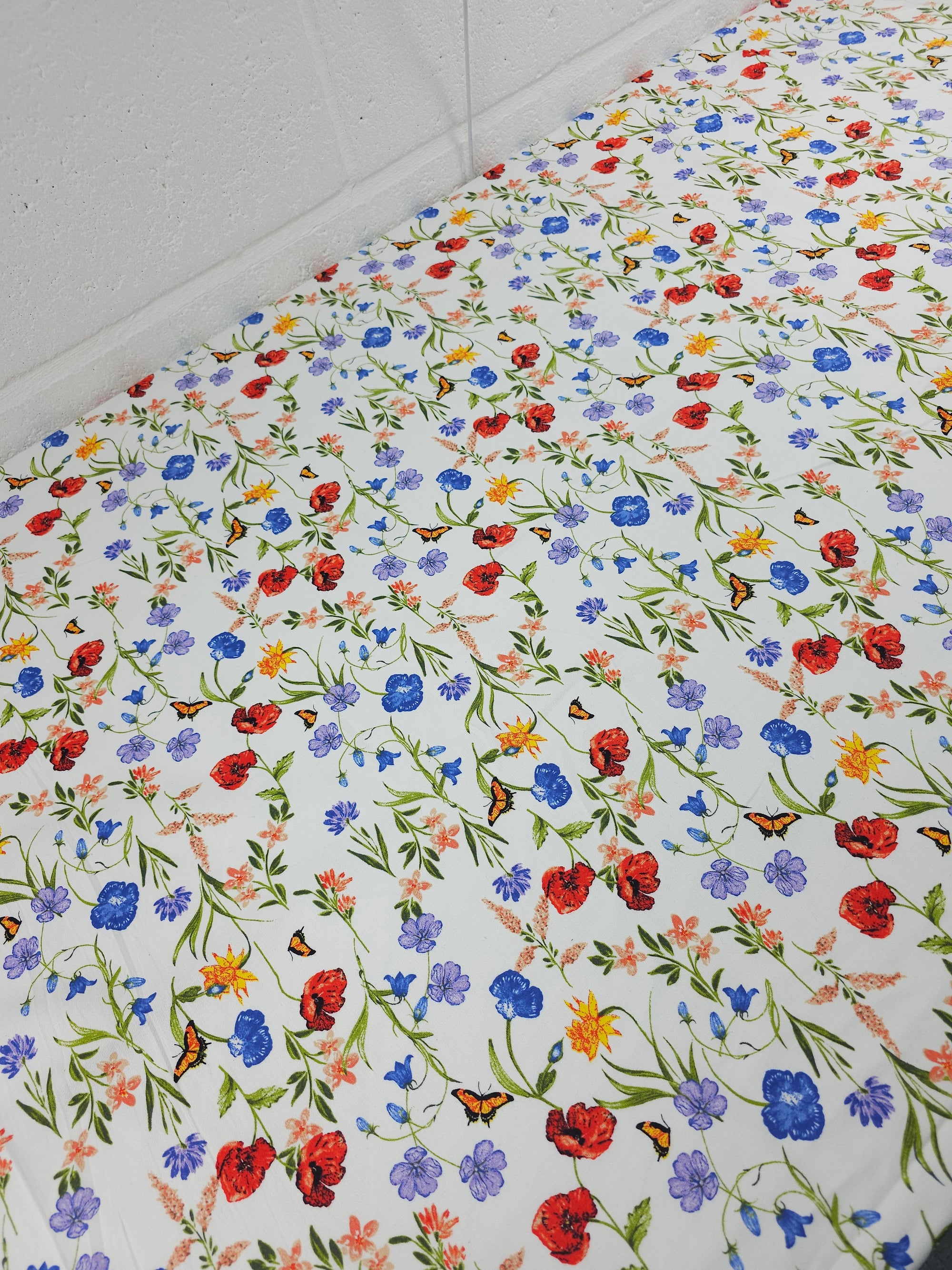 Floral Butterfly Meadow Lightweight Cotton Sateen Twill