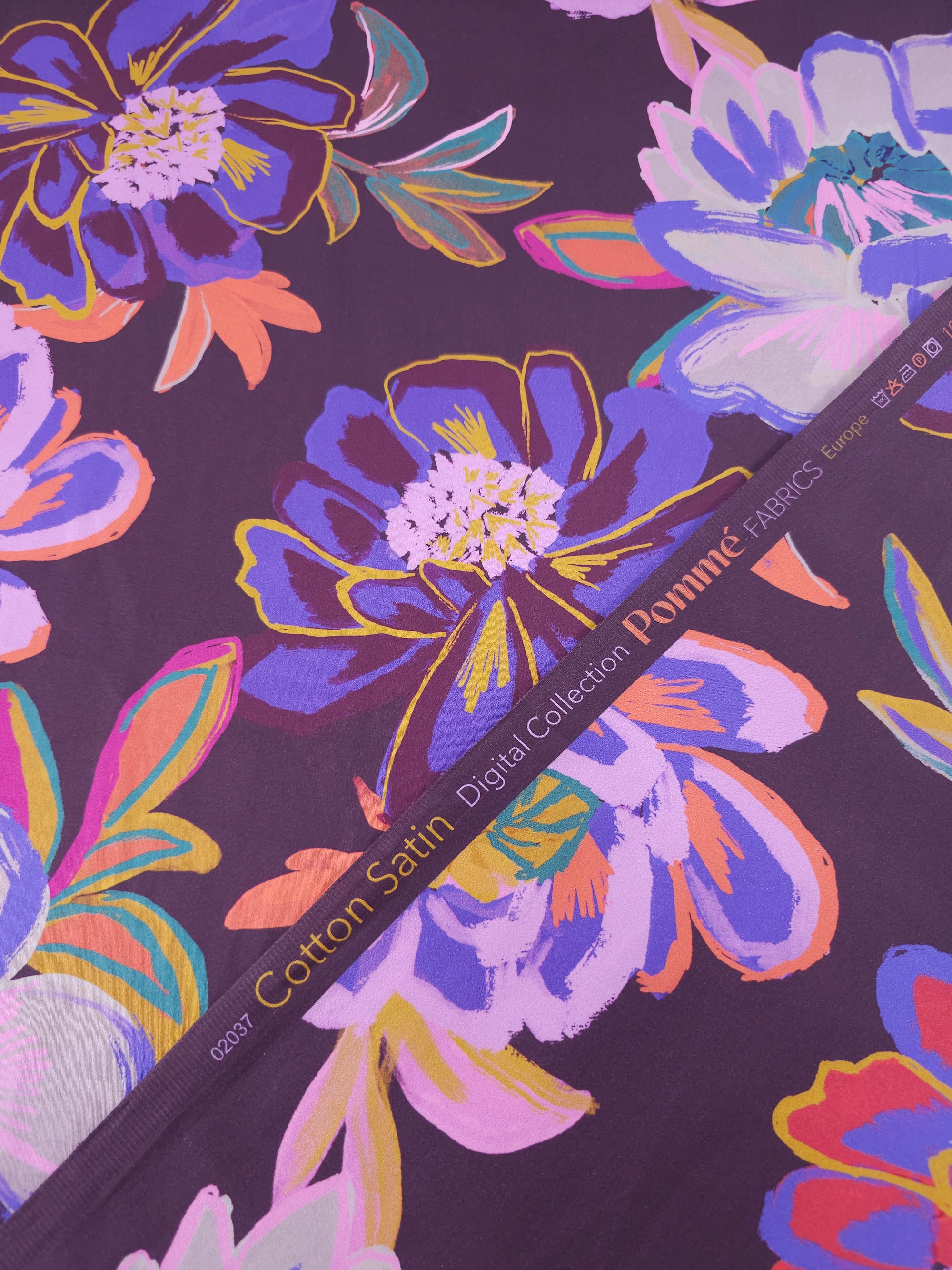 Lush Watercolour Wildflowers Cotton Satin 60"