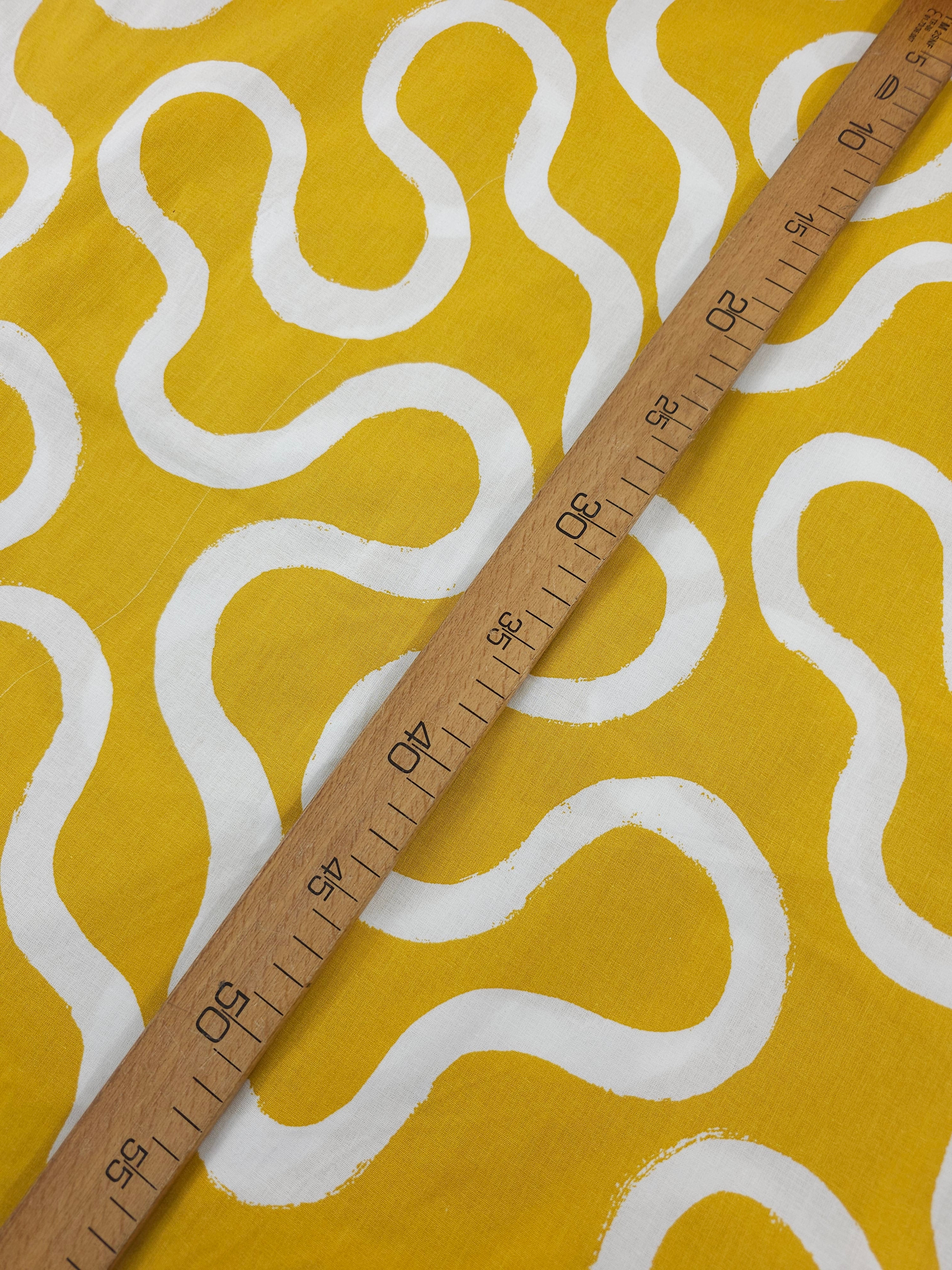Mustard Yellow Swirly Lane 100% Cotton 106" *EXTRA WIDE* *DEFECT*