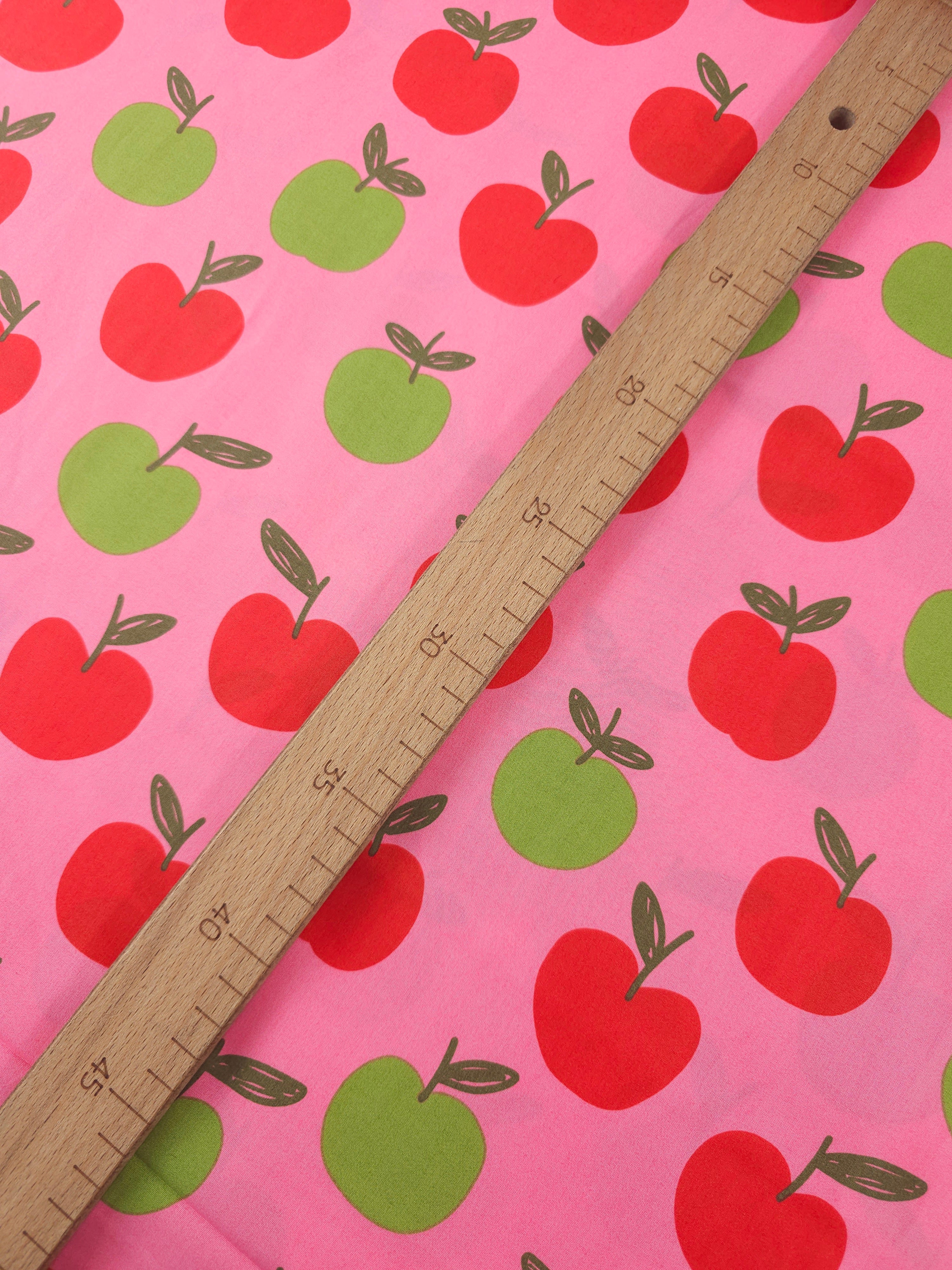 Fuchsia Pink Floating Apples 100% Cotton 60"