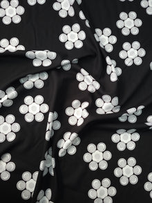  Black Quirky Daisy Floral Poly Crepe