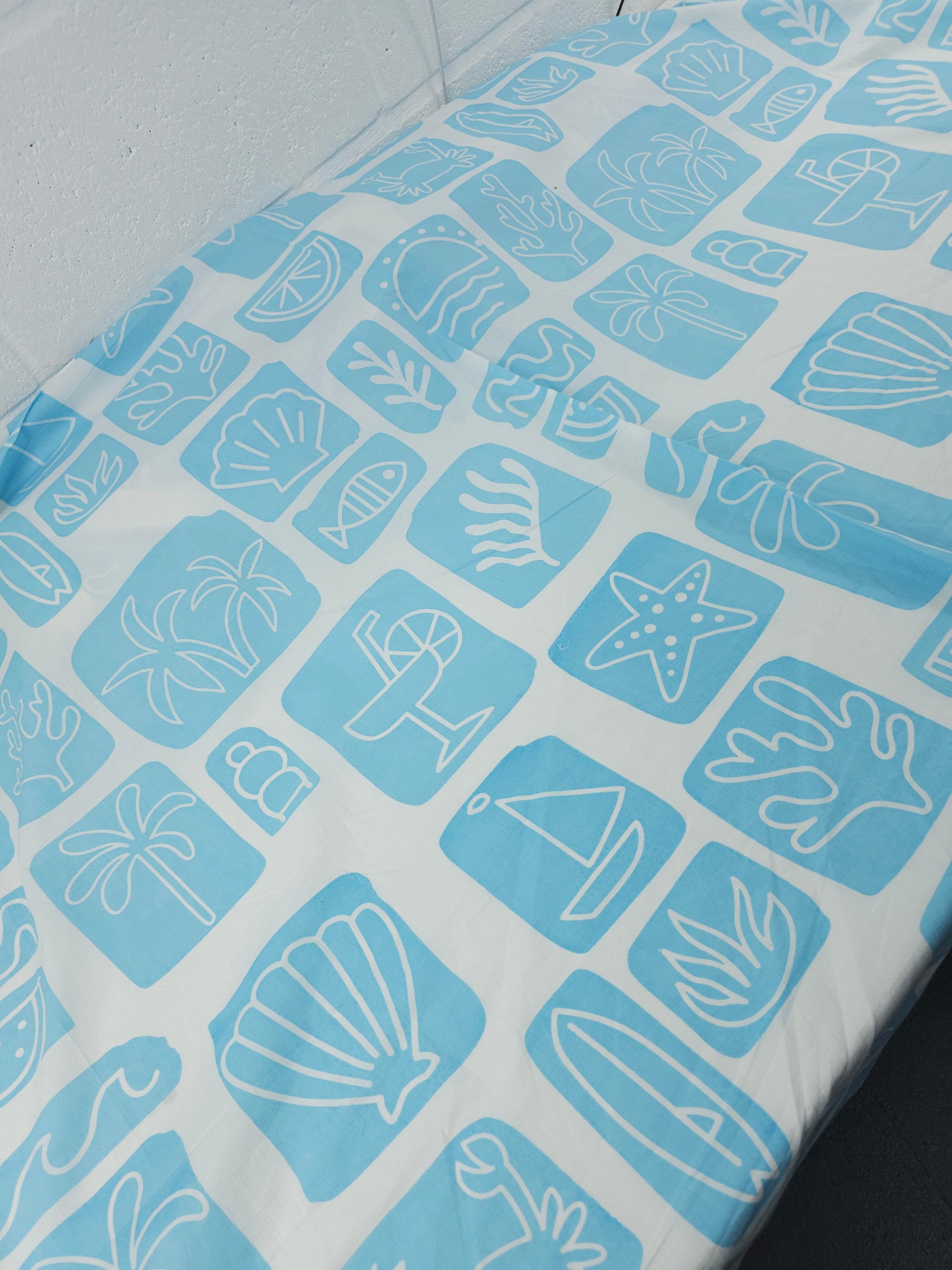 Light Blue Beach Tiles Lightweight Cotton