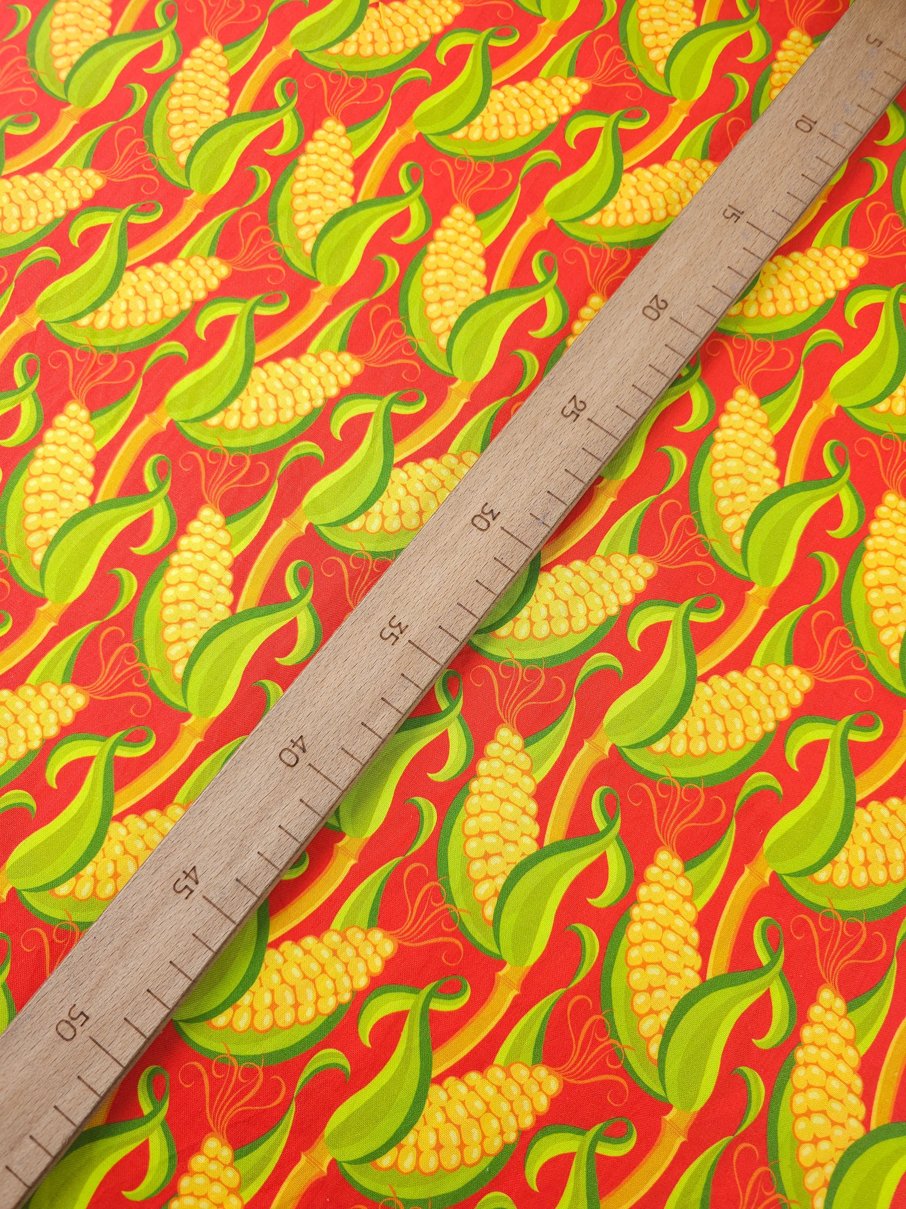 Springtime Quilt Block Pattern Red Novelty Corn Patch 100% Cotton - Free Spirit – Rainbow Fabrics