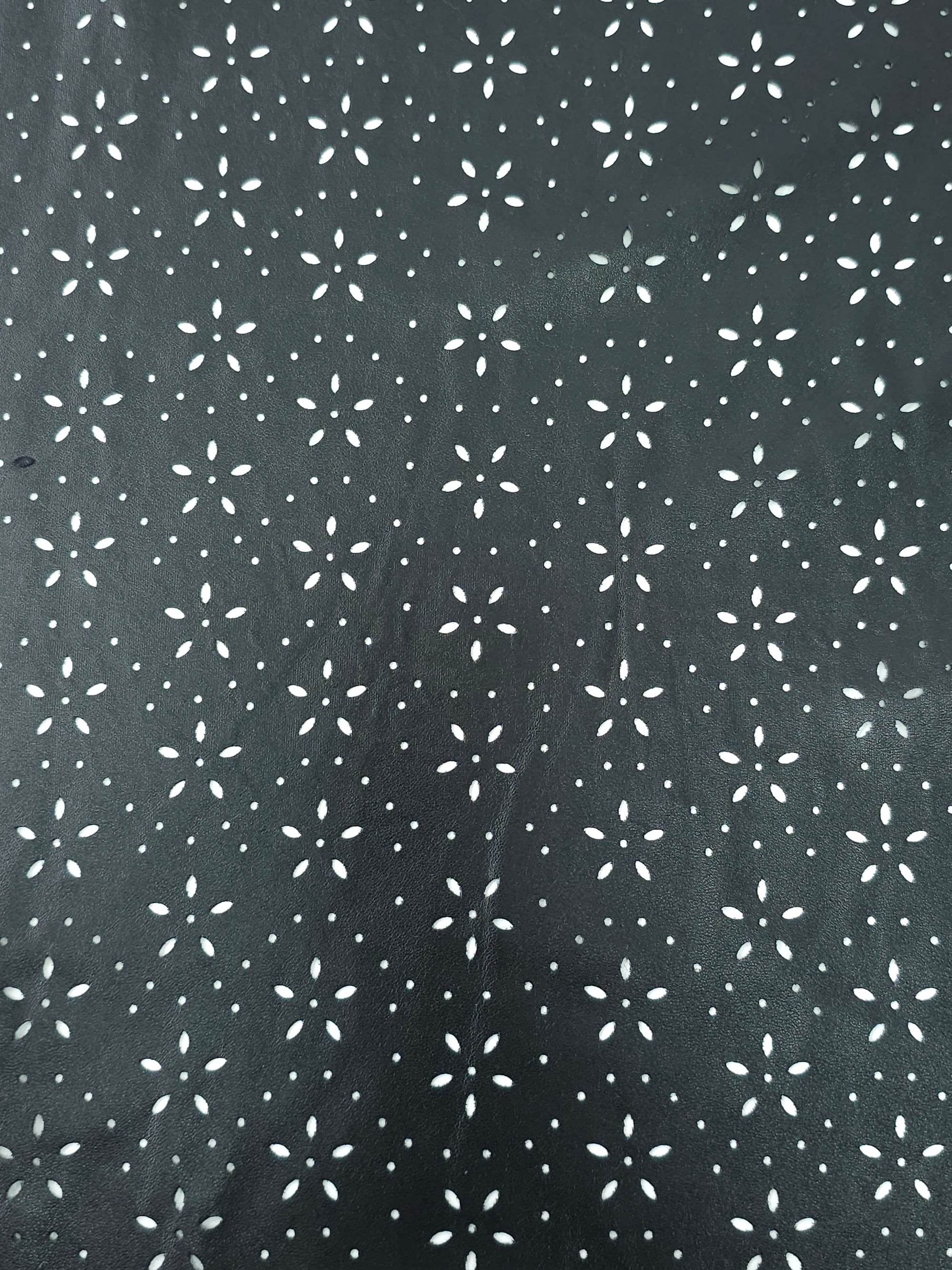 Black Floral Lazer Cut Faux Leather