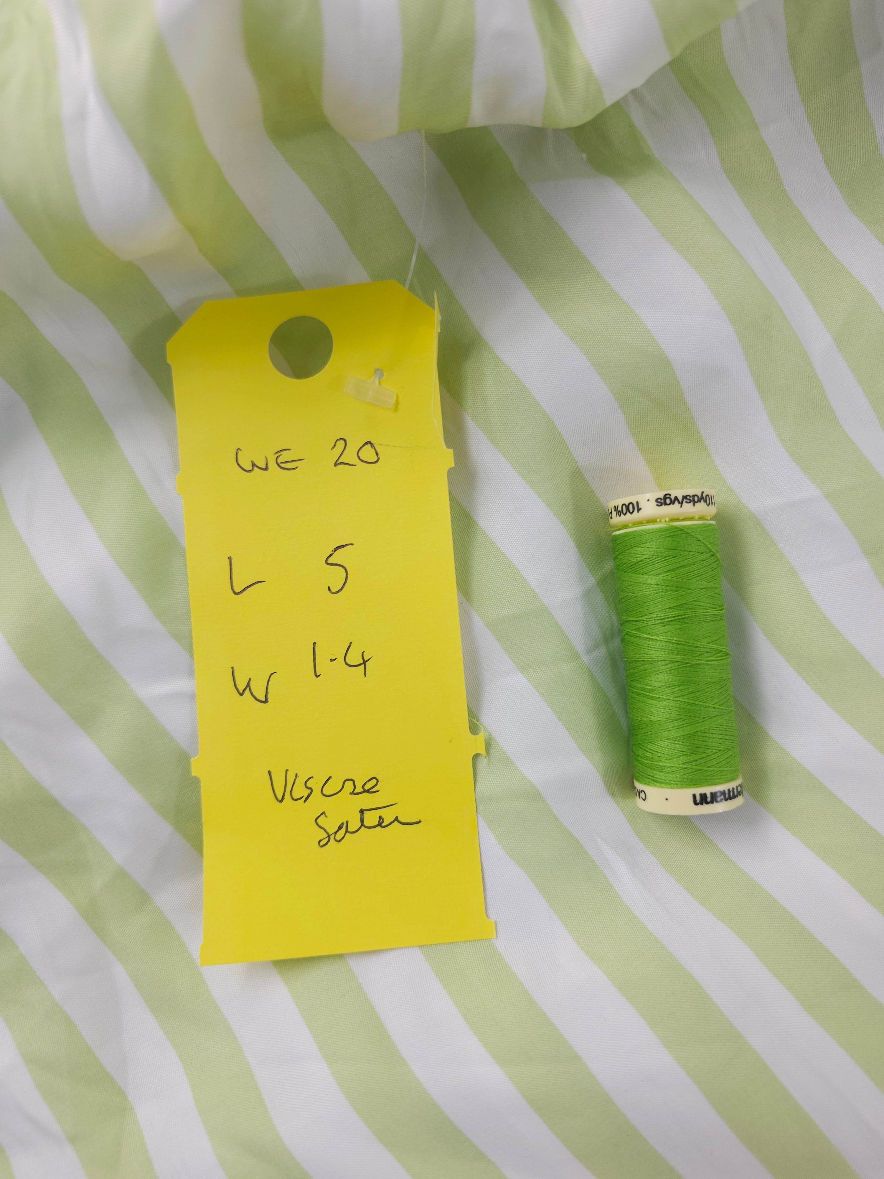 Lime stripe Viscose satin- 5m piece