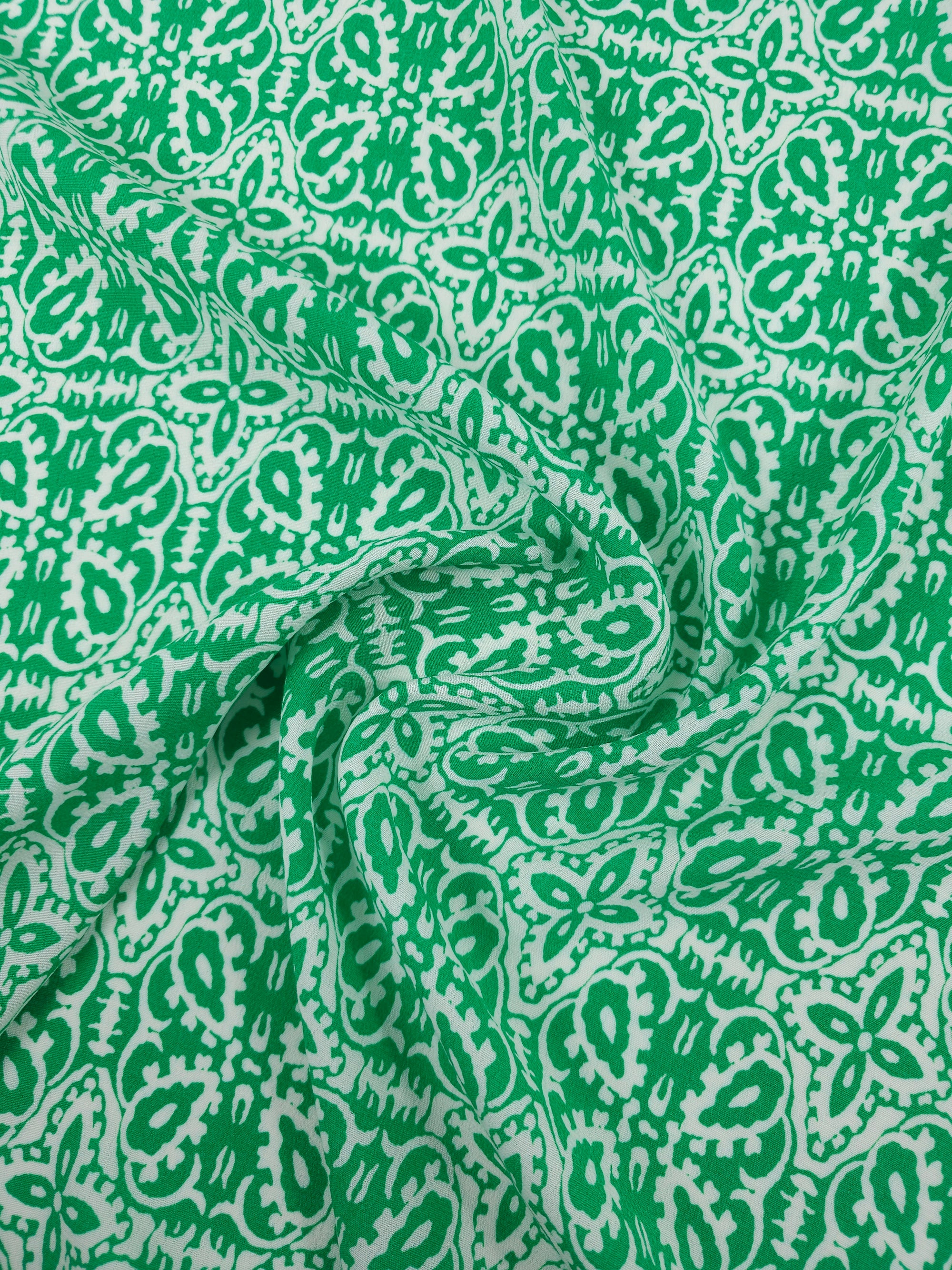 Light Green Damask Viscose Crepe