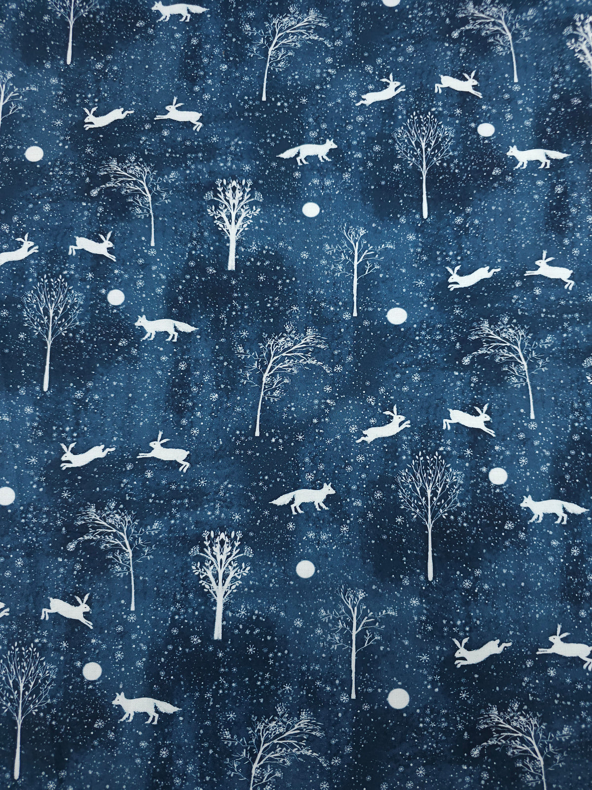 Navy Winter Night Snowy Fable 100% Cotton - Robert Kaufman