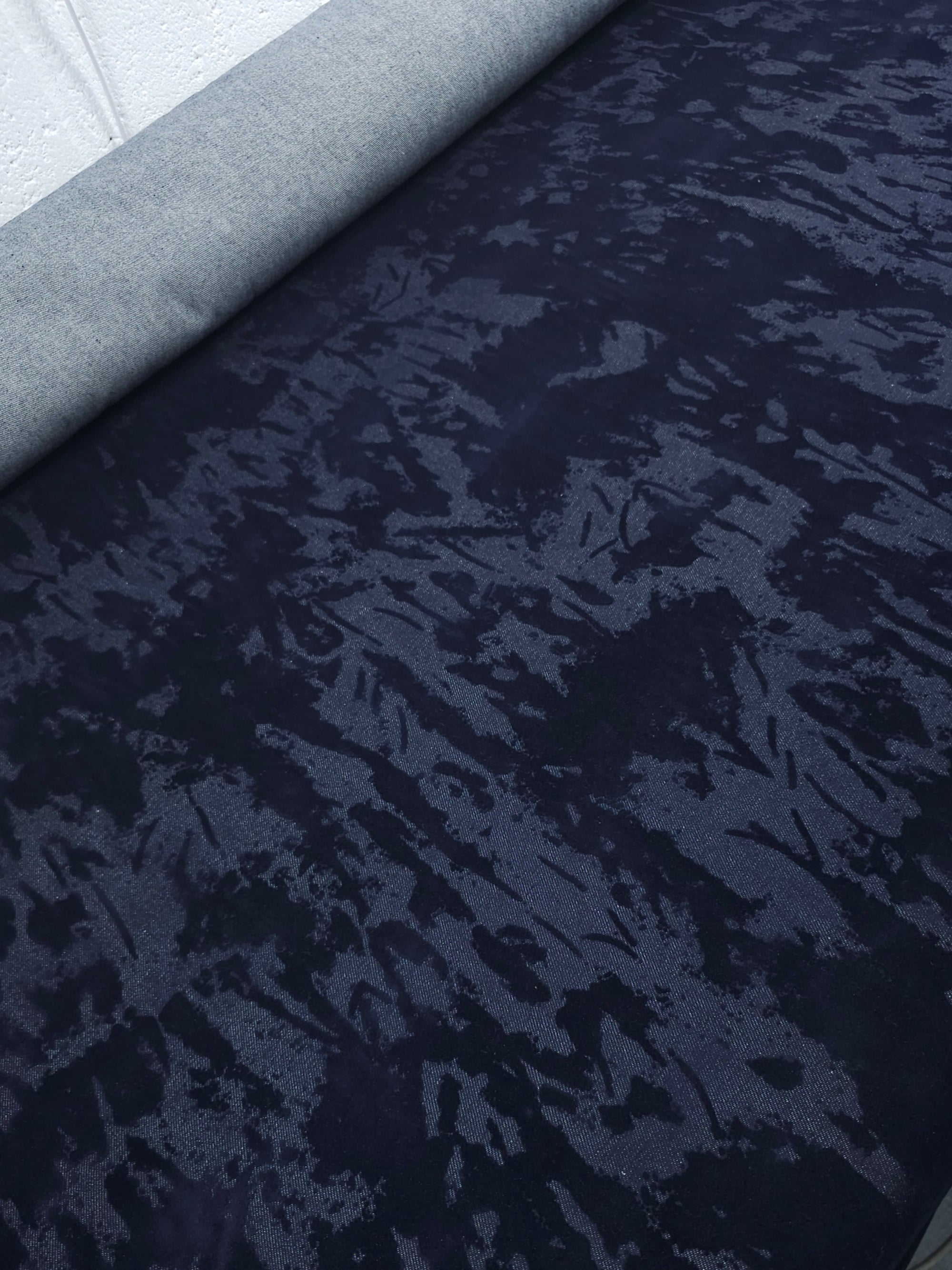 Indigo Navy Static Velvet Burnout Denim