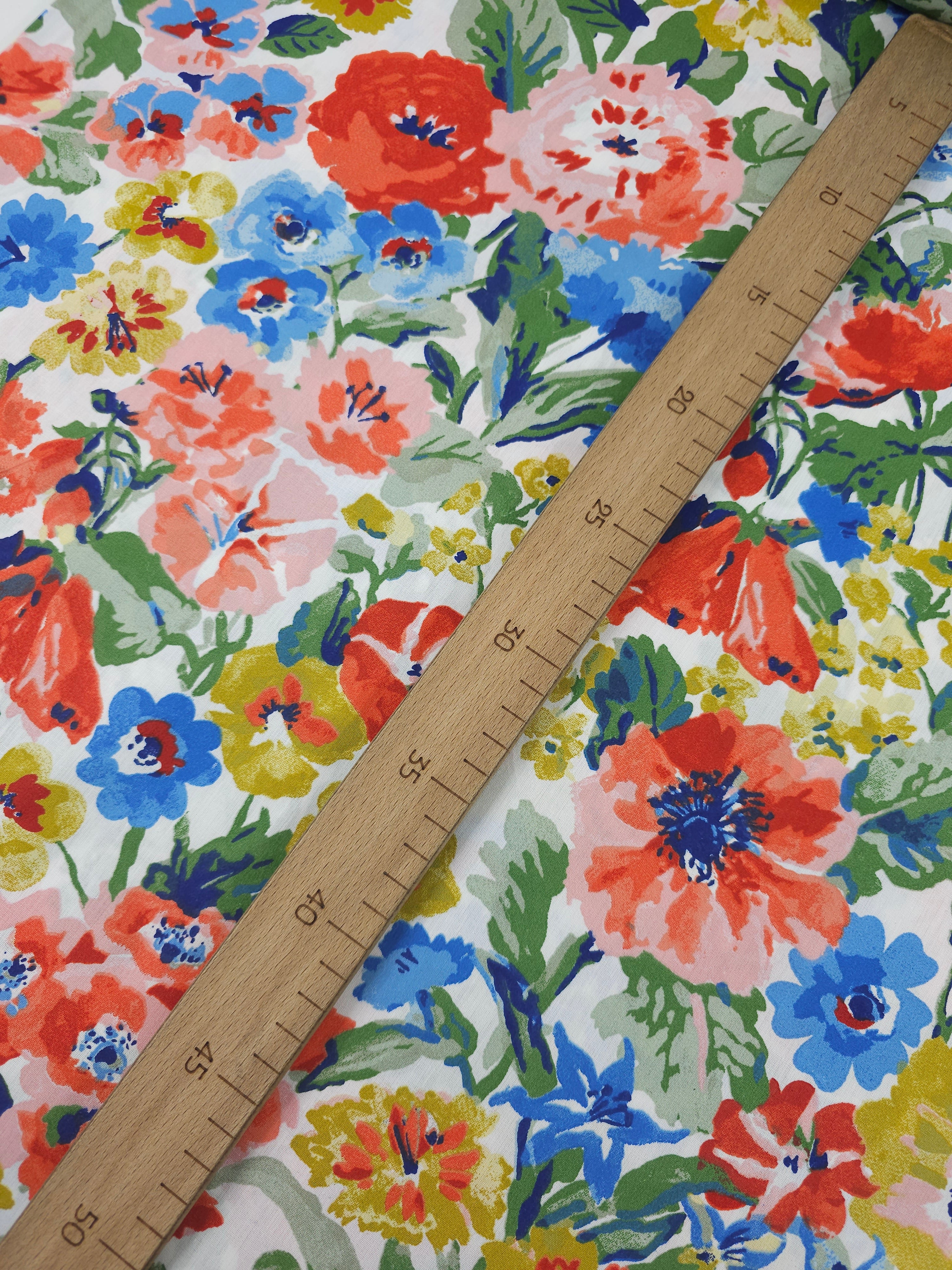 Retro Watercolour Wild Floral 100% Cotton 118” *EXTRA WIDE*