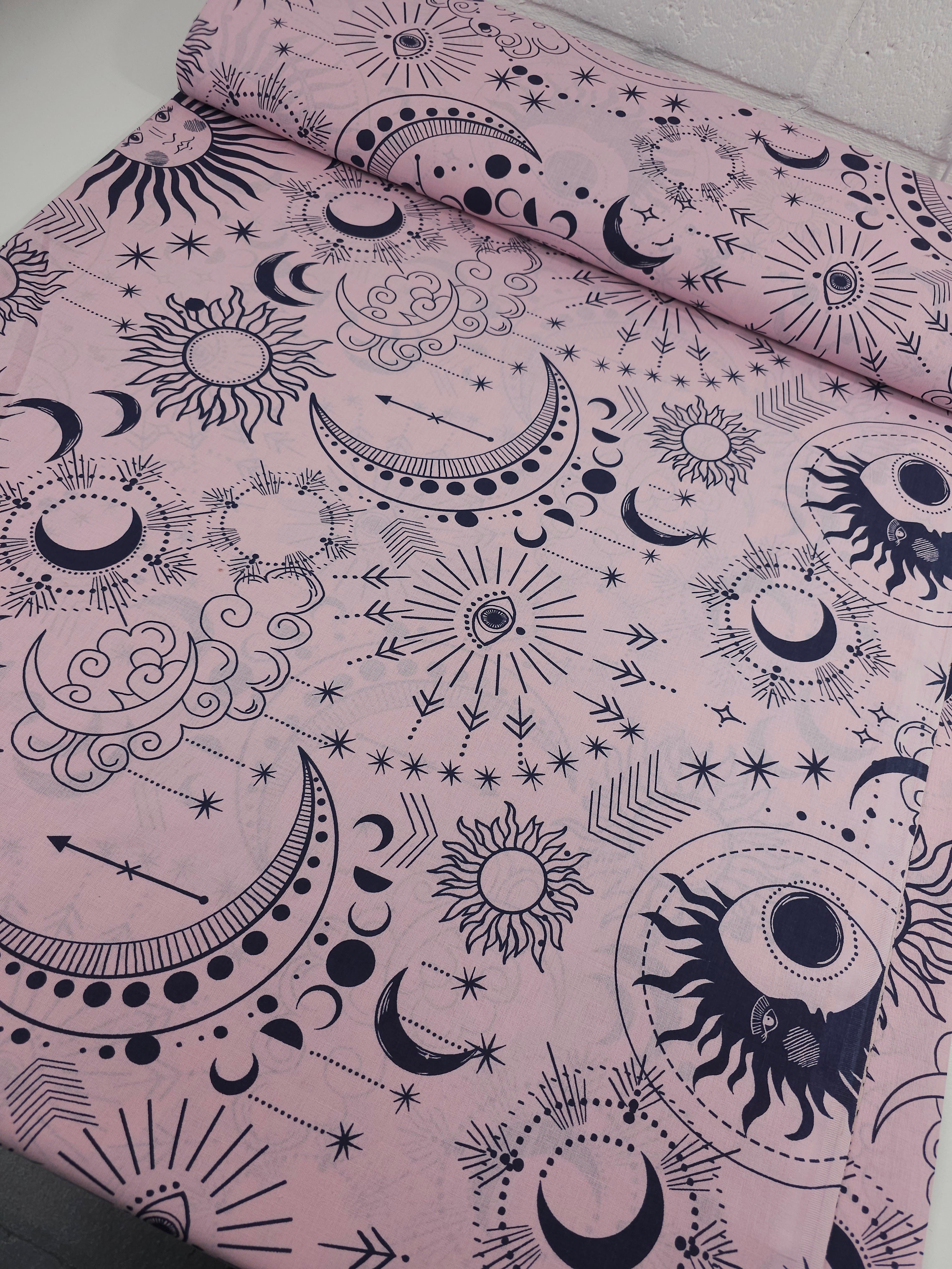Pink/Navy Boho Celestial 100% Cotton 98" *EXTRA WIDE*