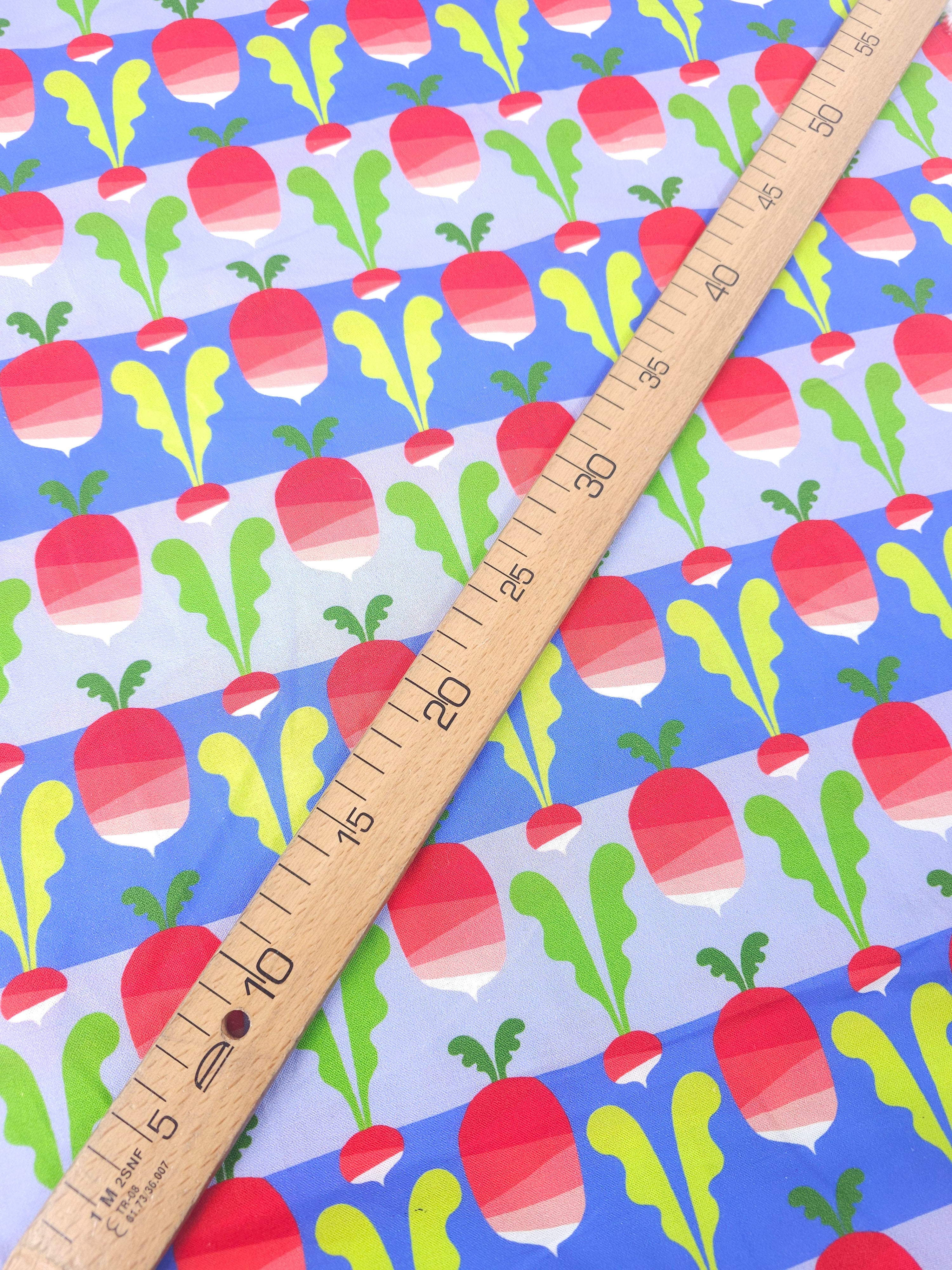 Red/Blue Novelty Radish 100% Cotton - Free Spirit