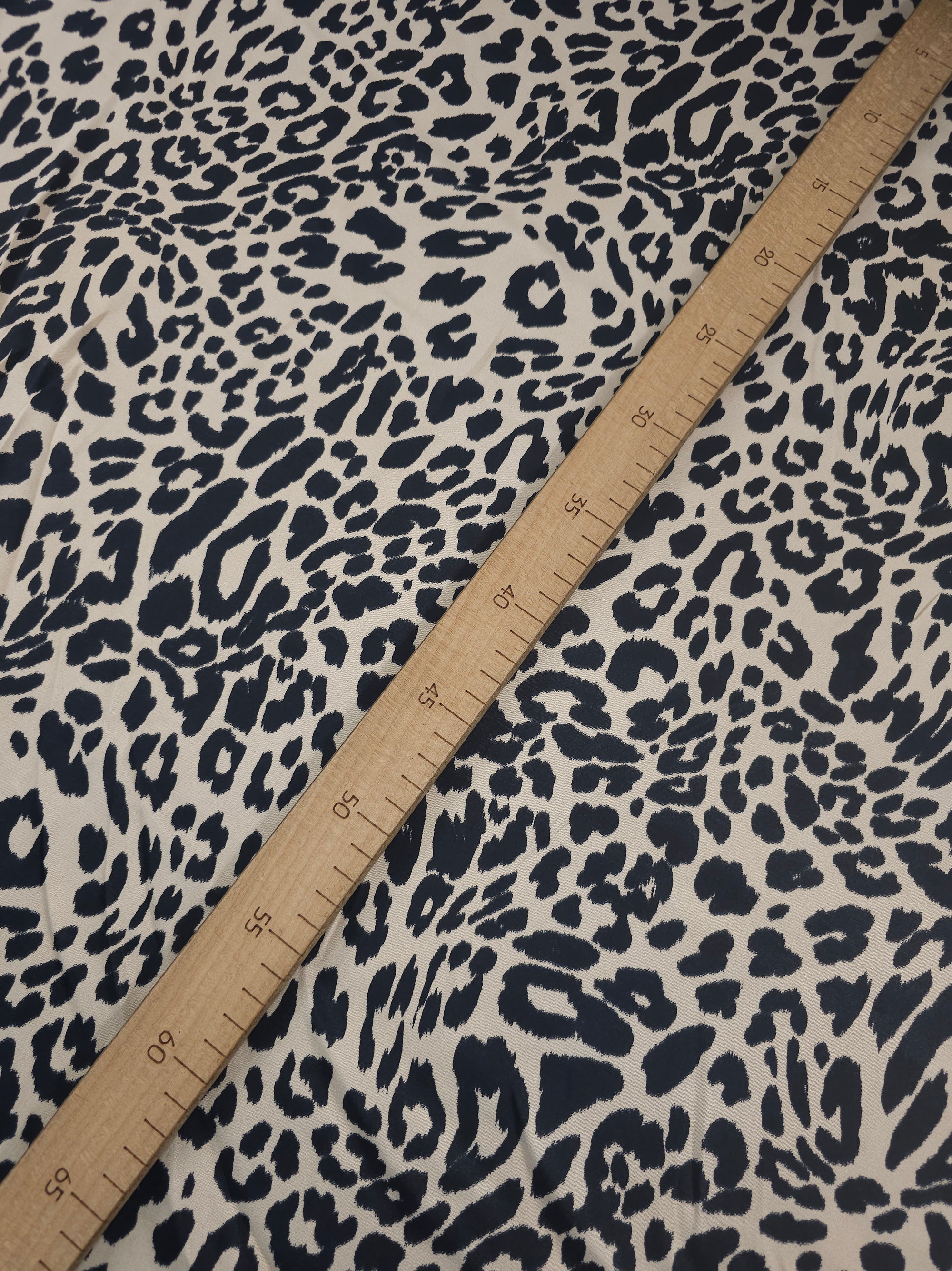 Ecru/Black Leopard Viscose Satin