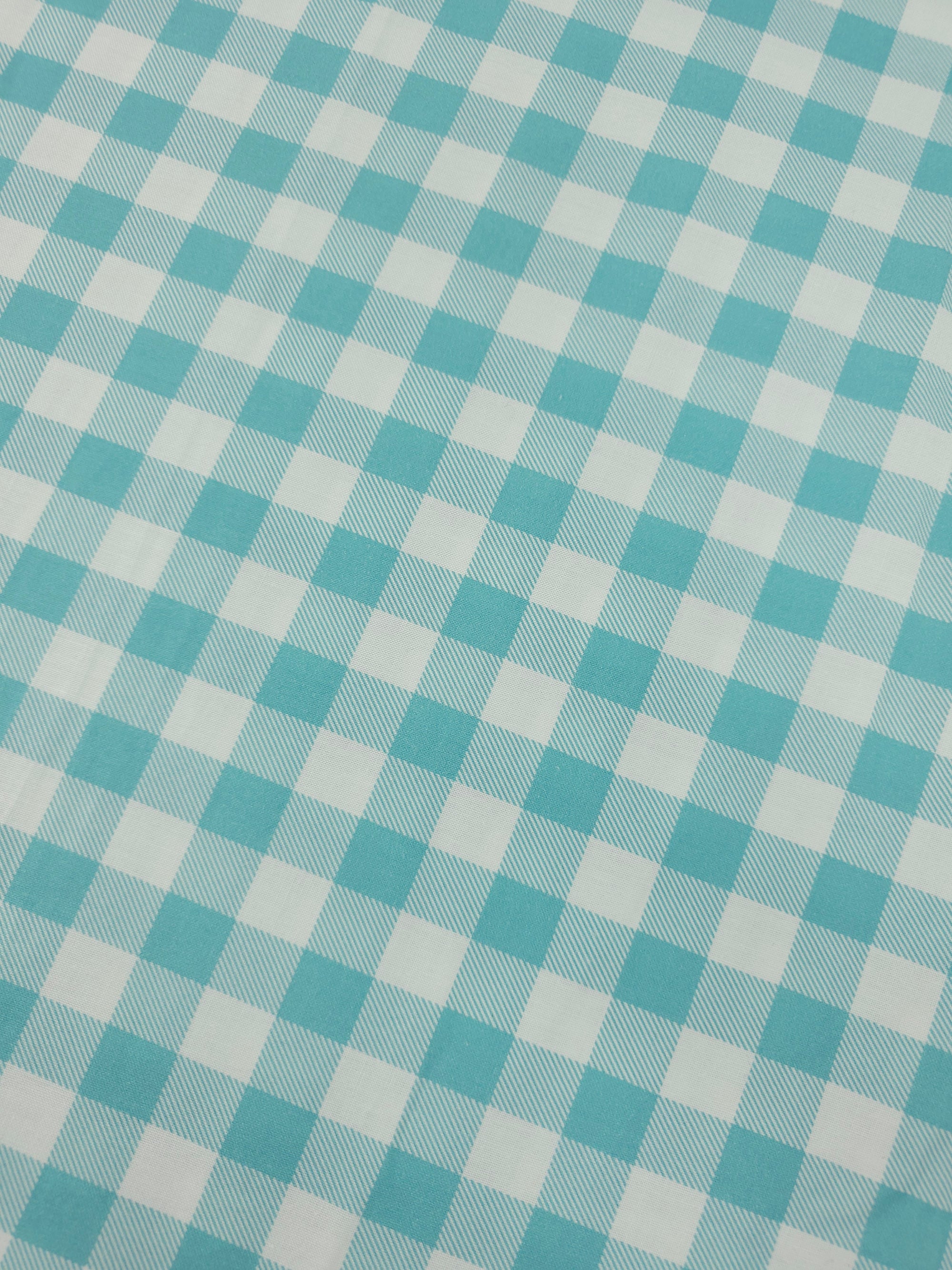 Turquoise Big Gingham 100% Cotton 45"