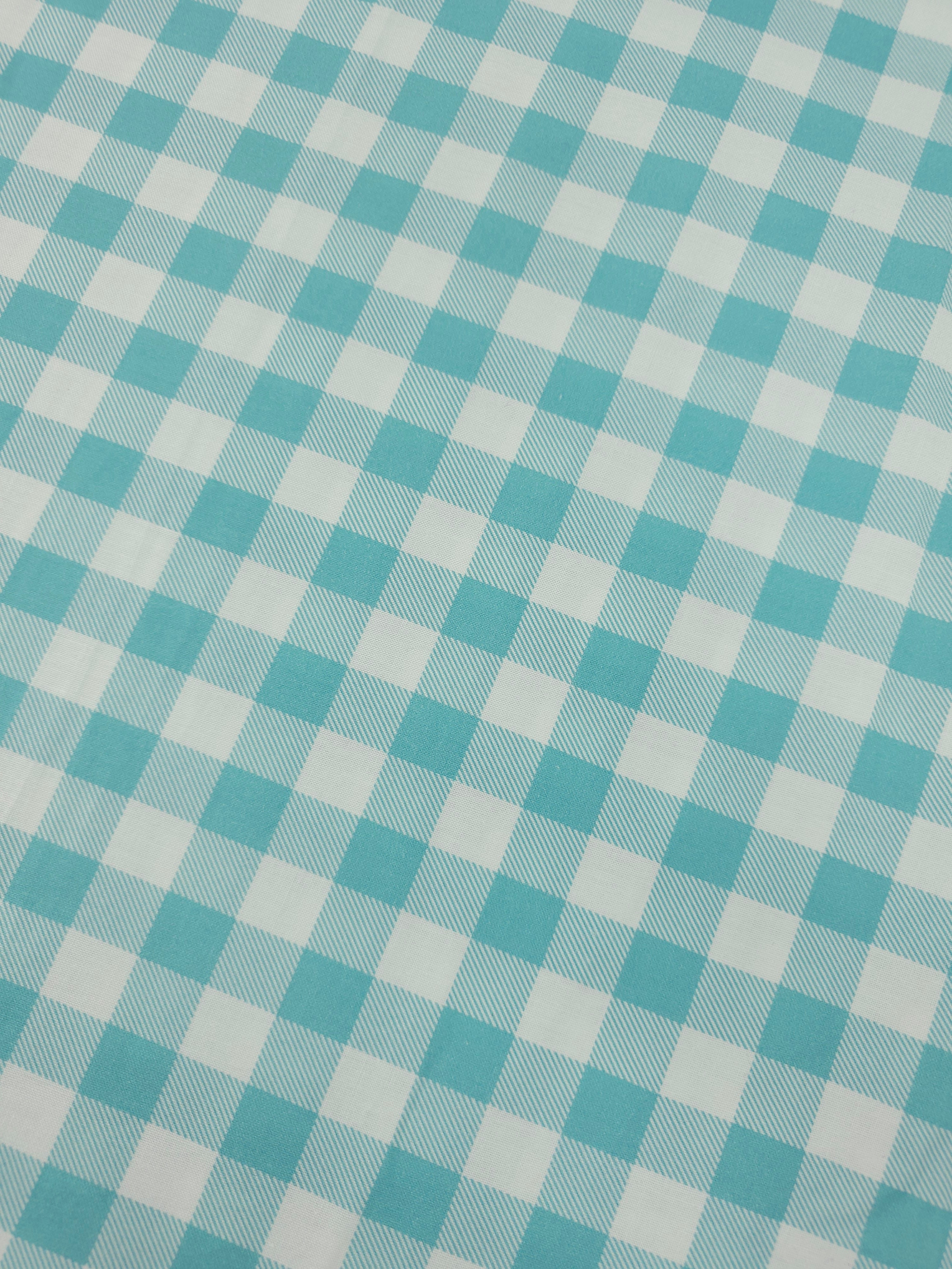 Turquoise Big Gingham 100% Cotton 45"