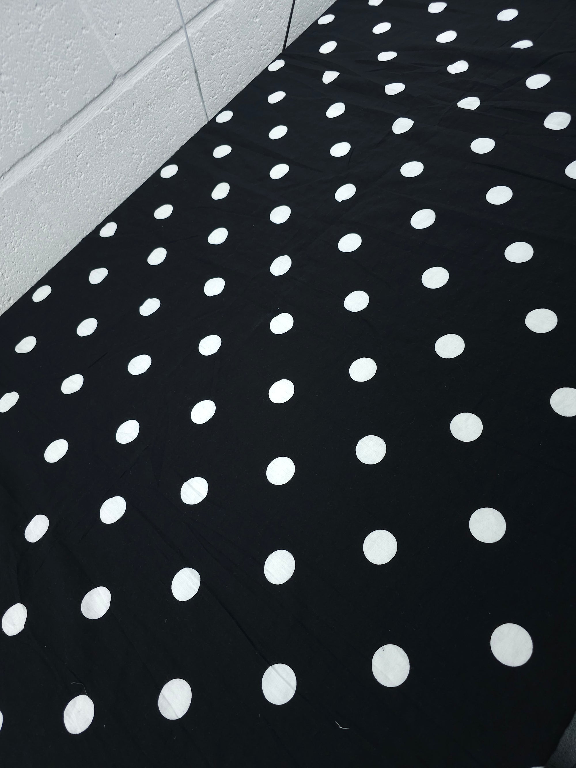 Black/White Big Polka Spot Flax Cotton