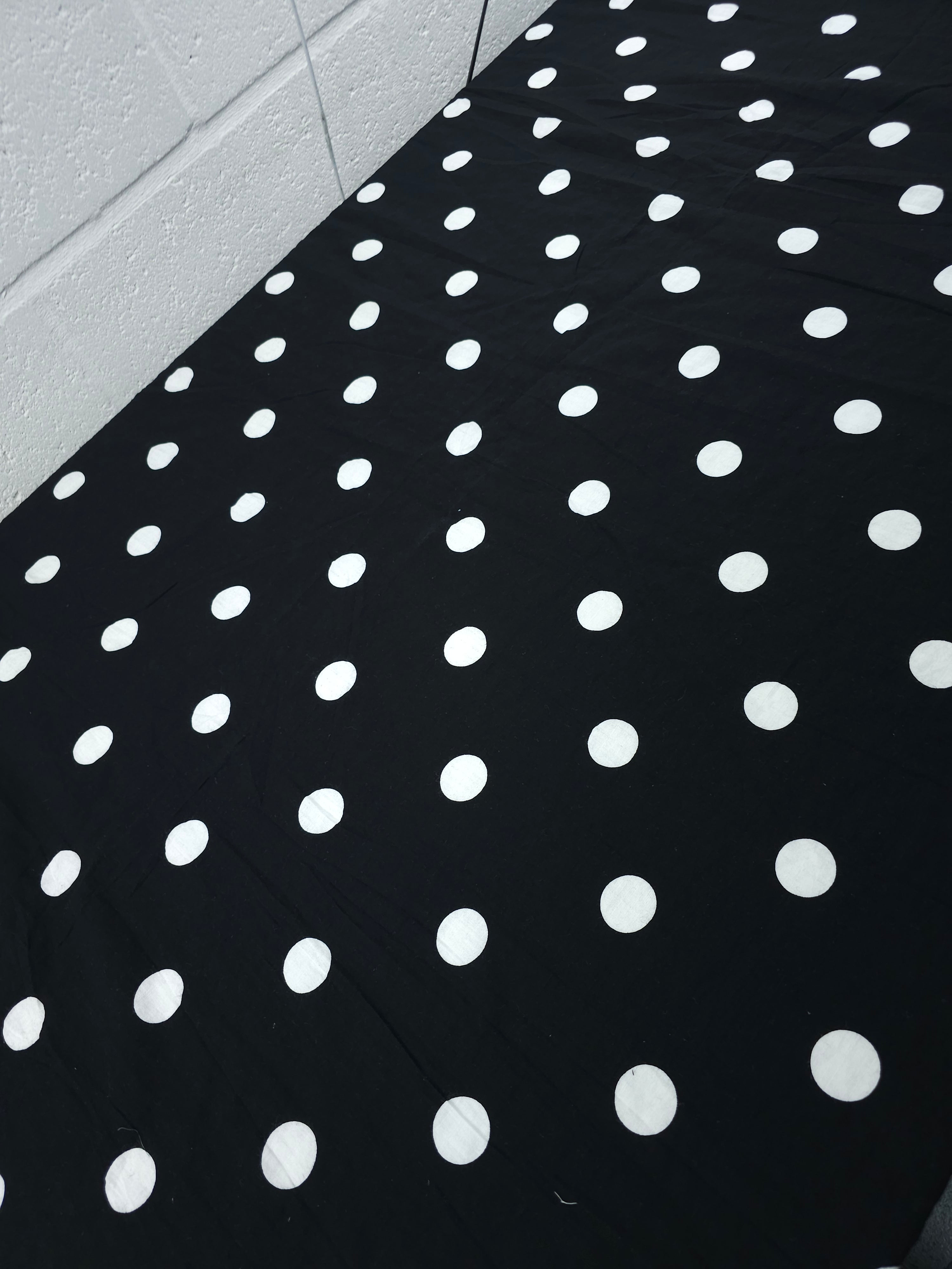 Black/White Big Polka Spot Flax Cotton