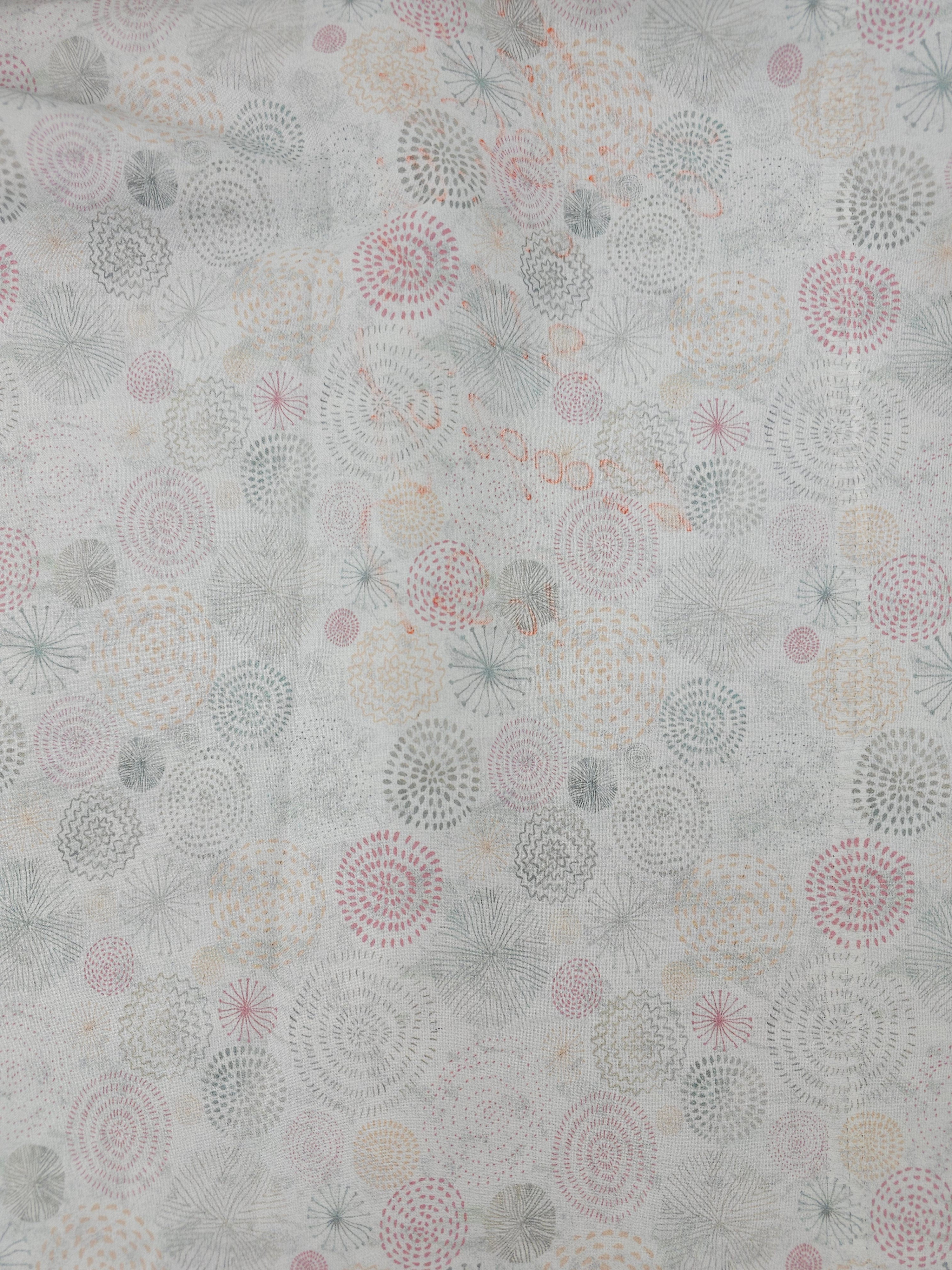 Light pink and grey circles Cotton- 3.6m piece