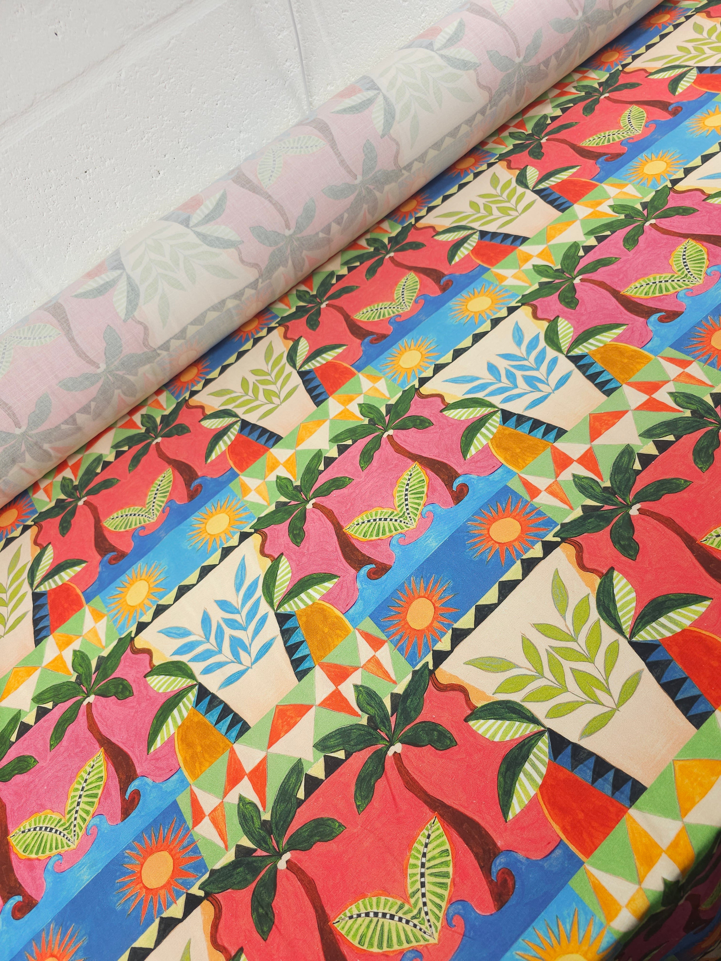Abstract Palm Tree Landscape Cotton Linen
