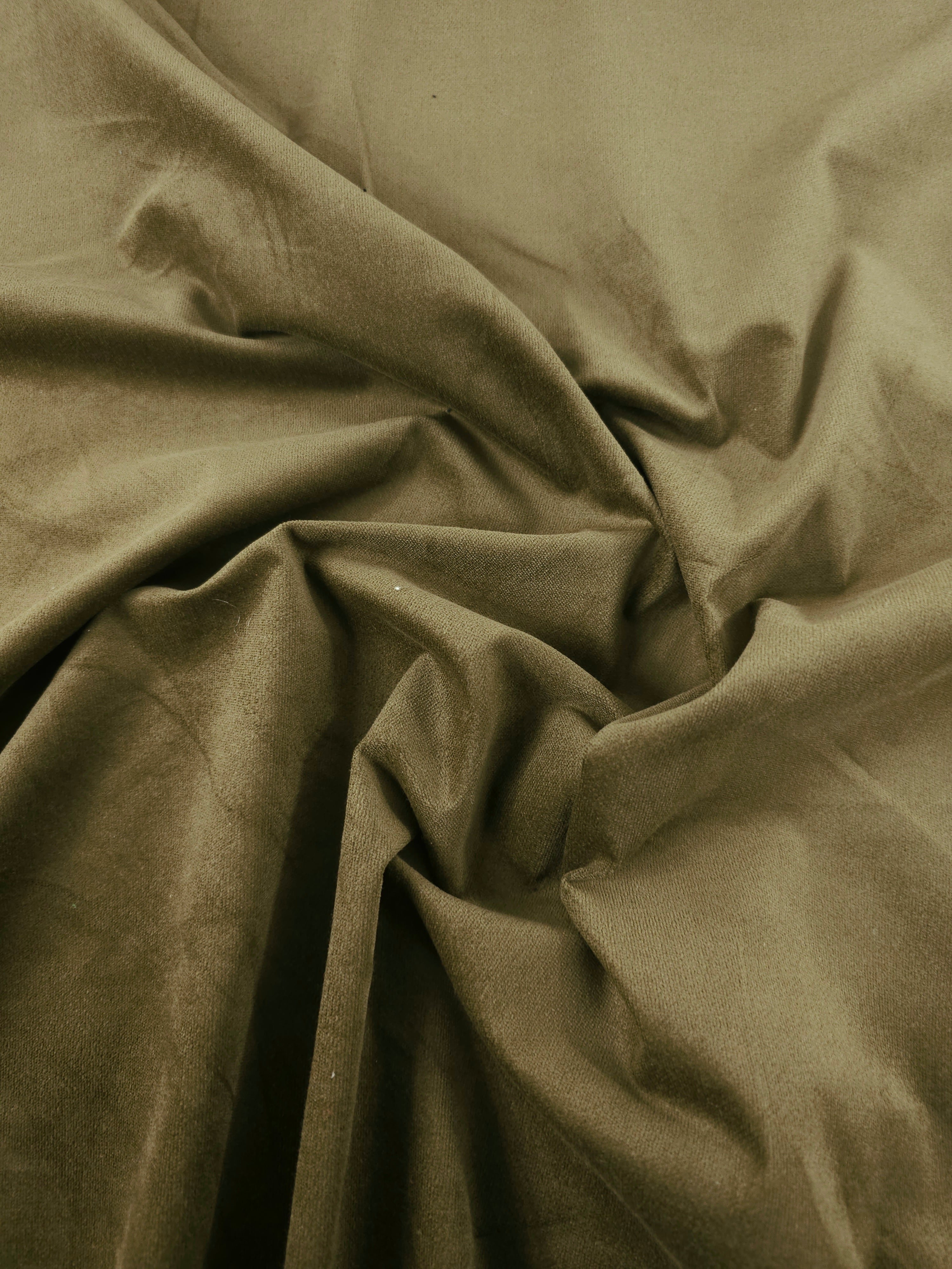 Moss Khaki Cotton Velvet