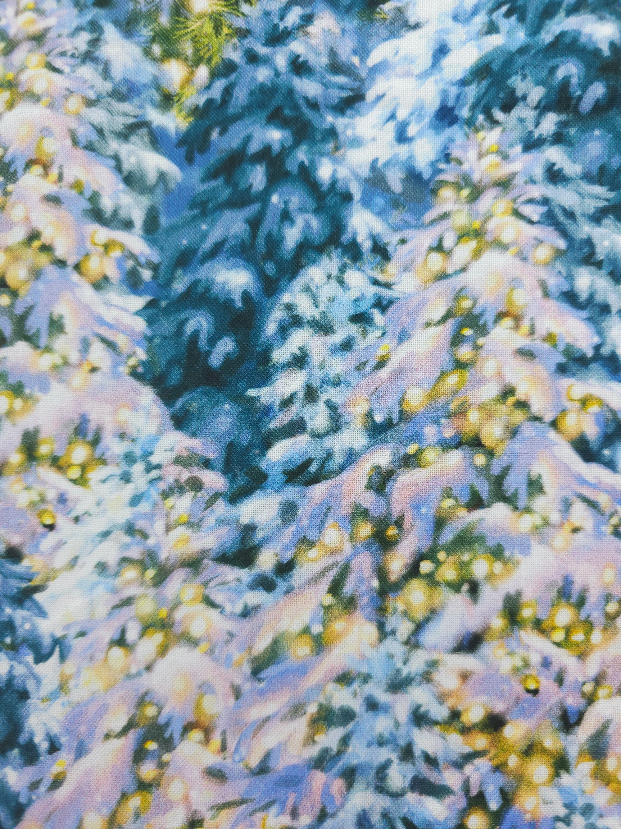 Snowy Chritmas Tree Lights 100% Cotton - 1.30m Piece