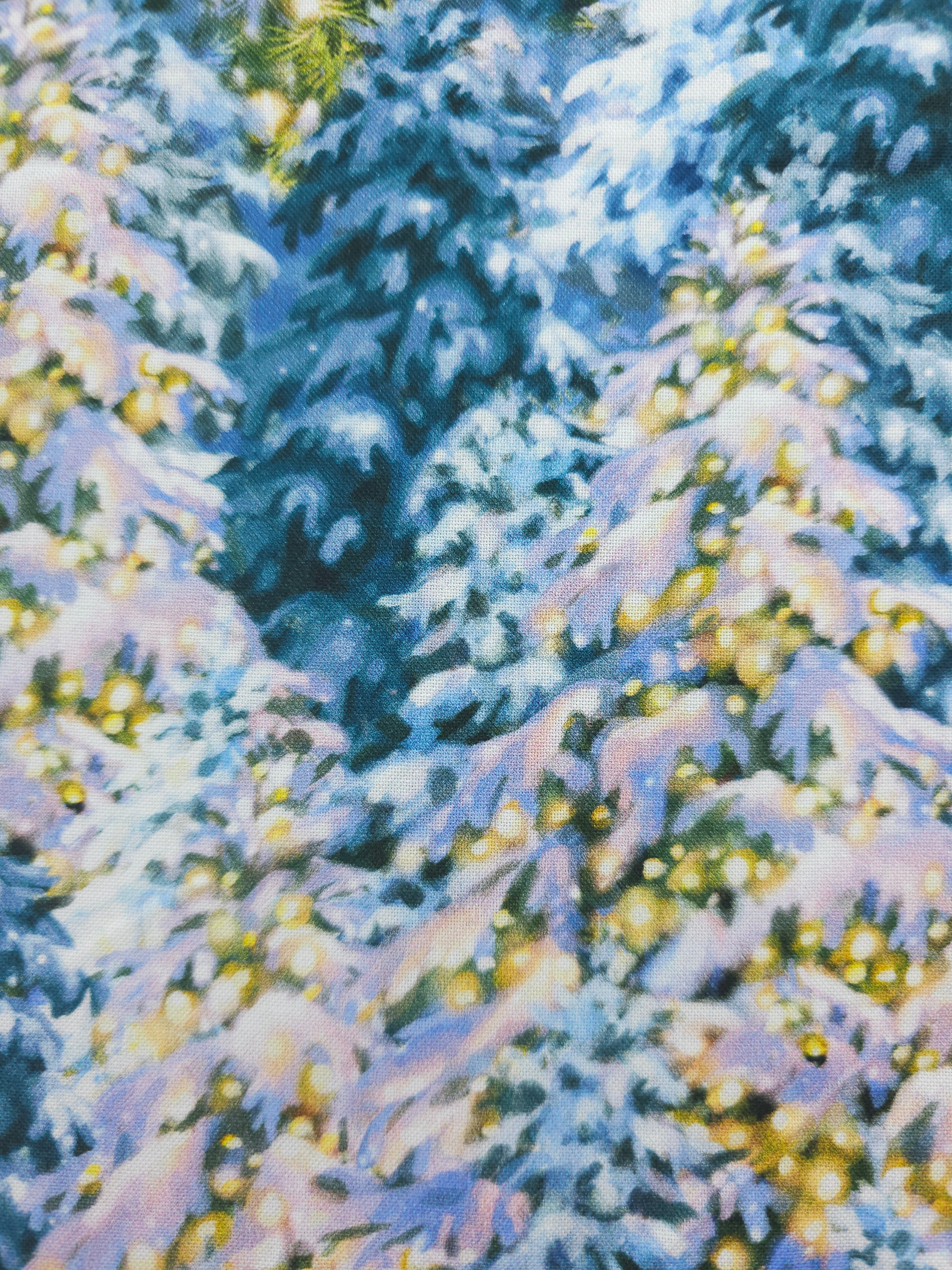 Snowy Chritmas Tree Lights 100% Cotton - 1.30m Piece