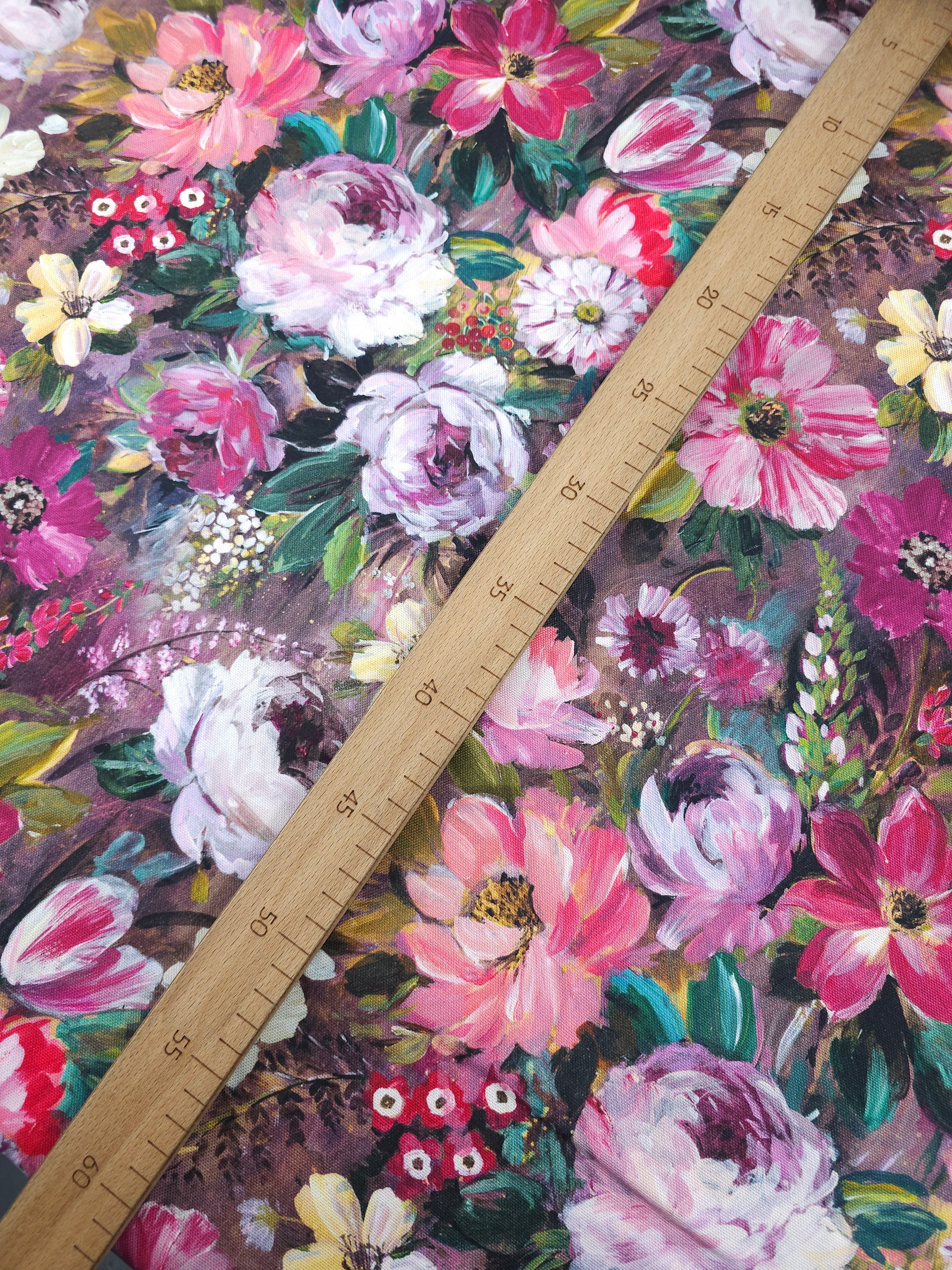 Mauve Floral Bloom Lightweight Canvas Cotton