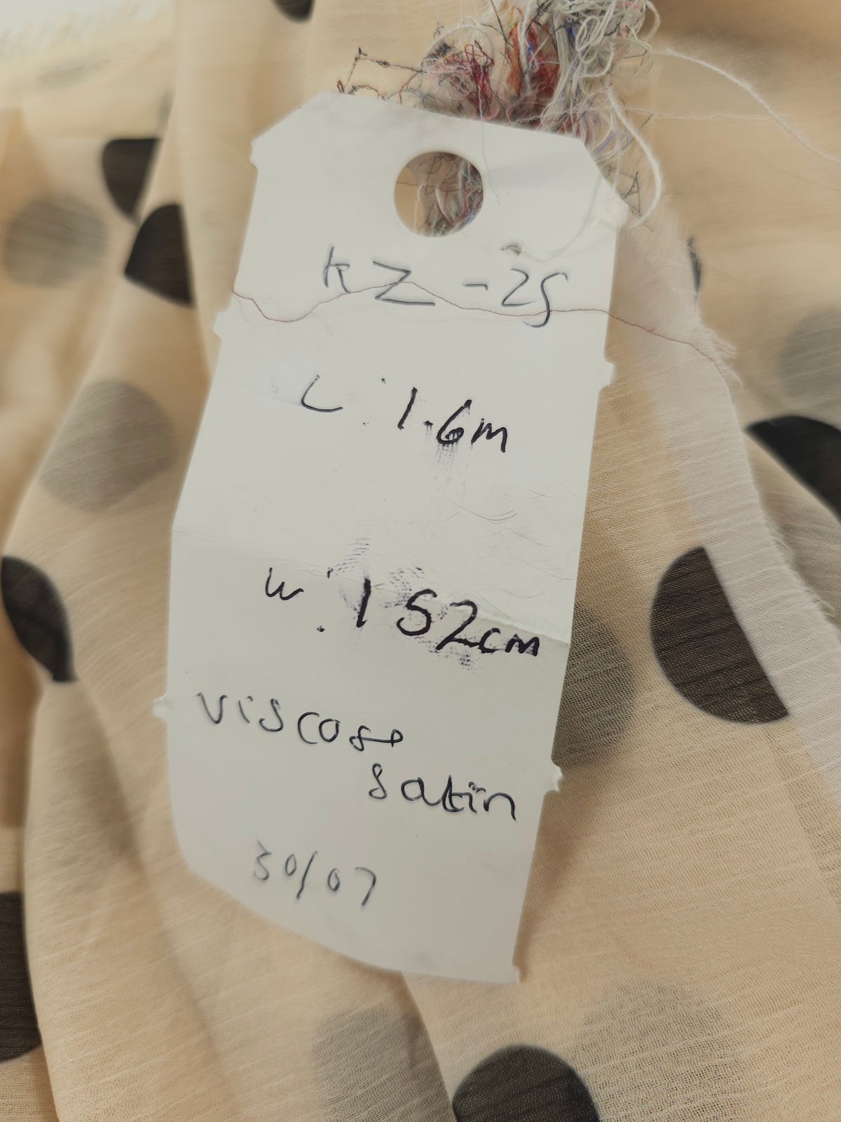 Cream polka Viscose satin- 1.6m piece