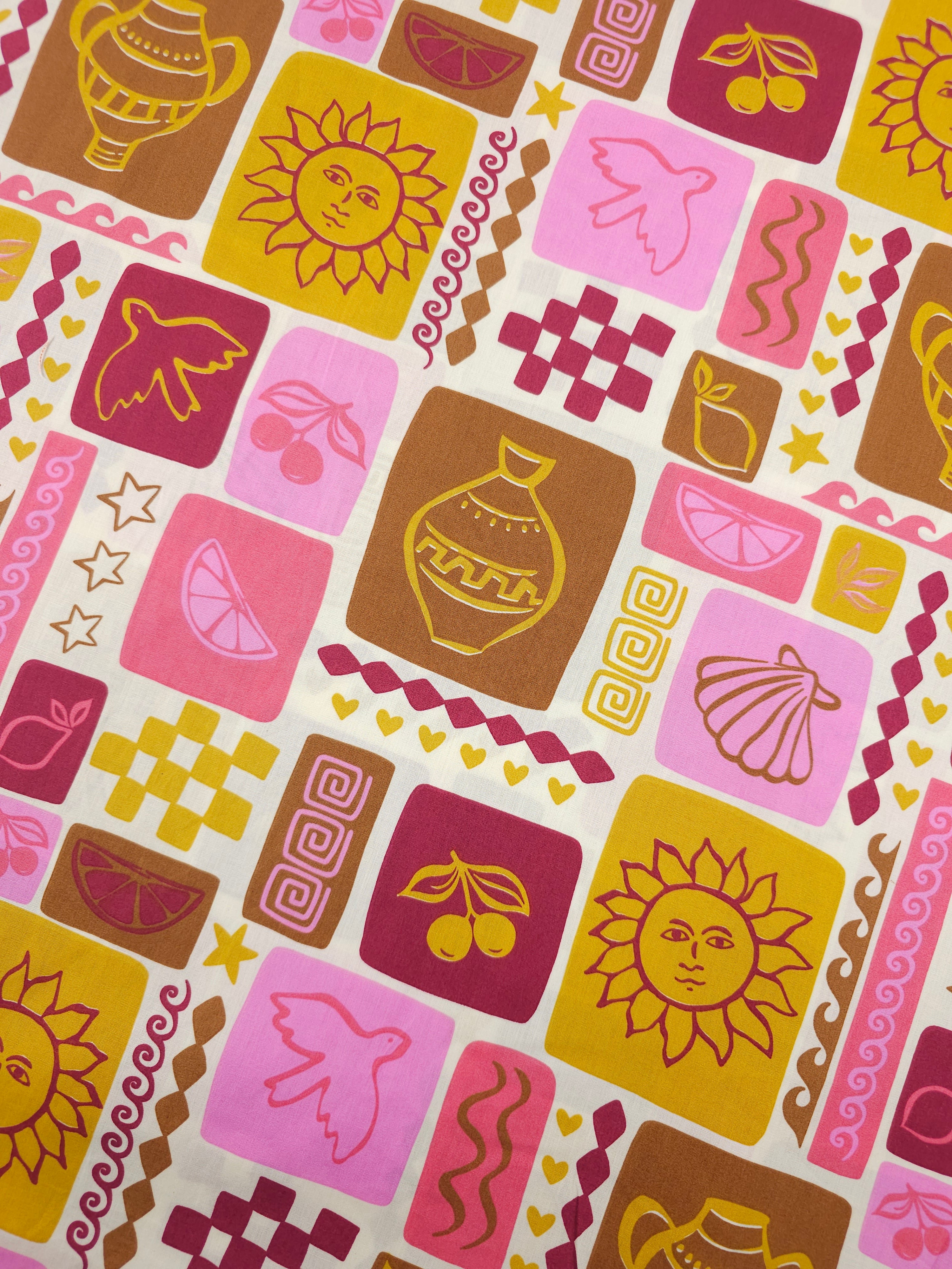 Berry/Bronze Summer Patchwork Lightweight Cotton 60"