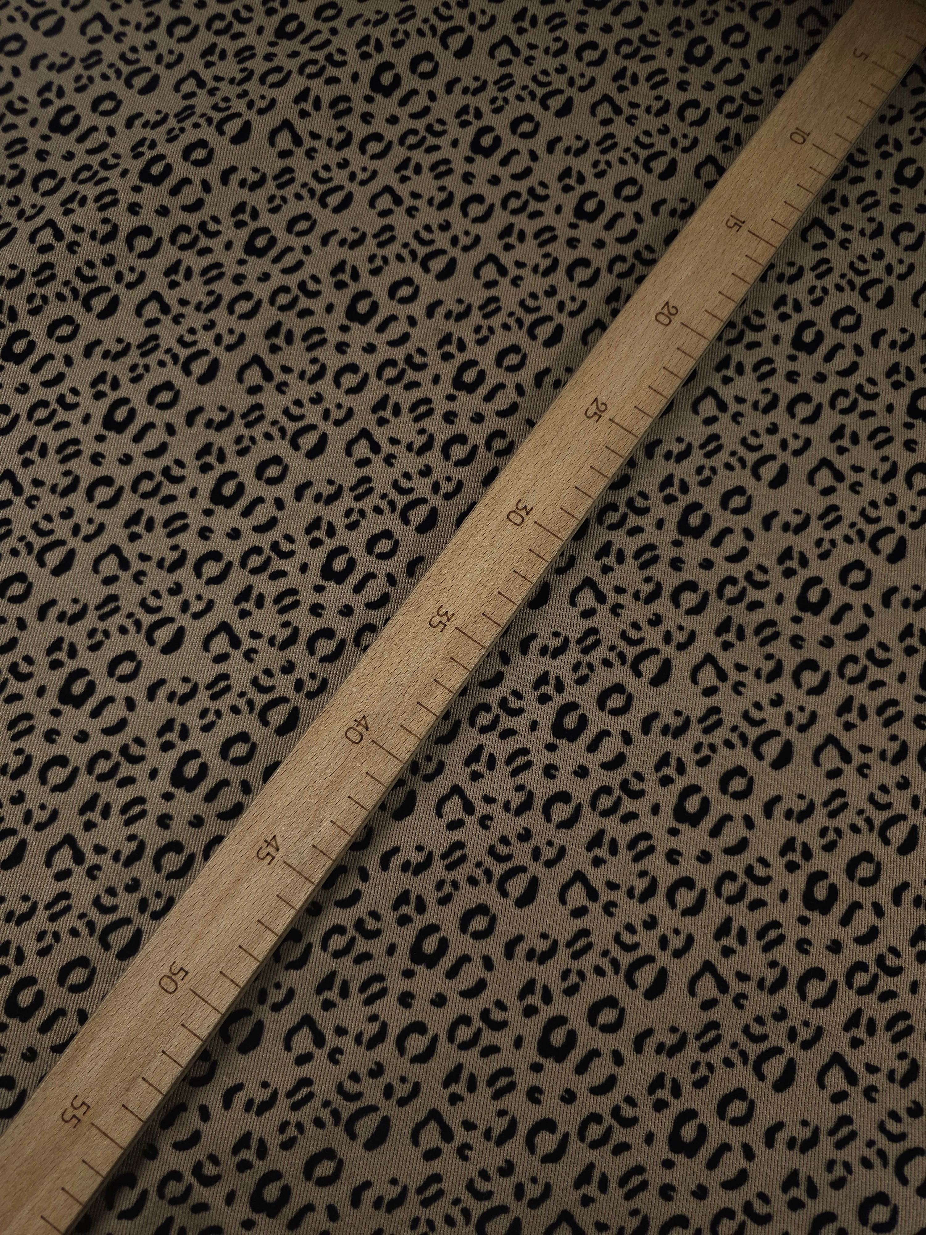 Tan Beige Ditsy Leopard Velvet Burnout Denim