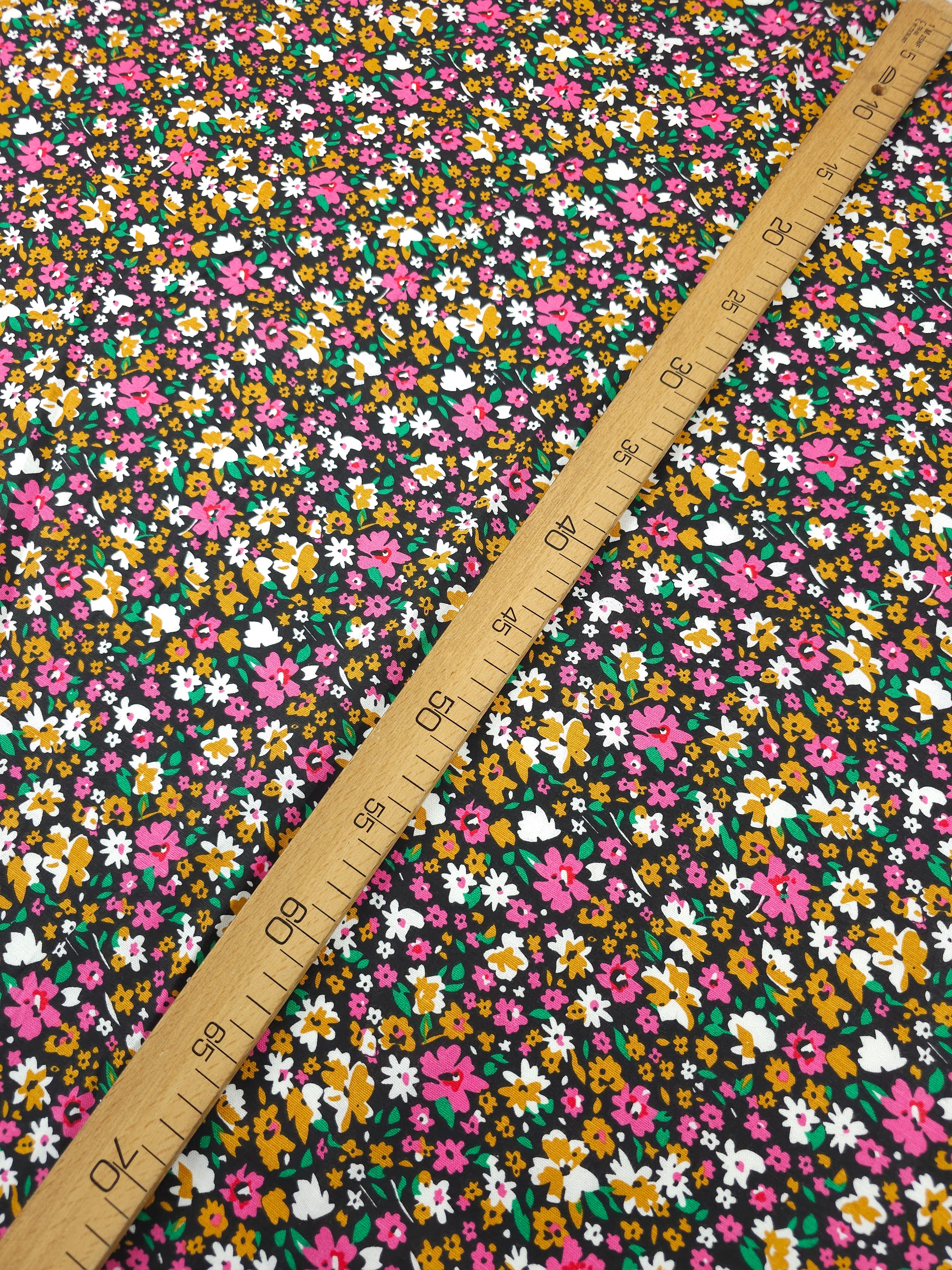 Marigold/Fuchsia Diasy Floral Party Cotton Poplin