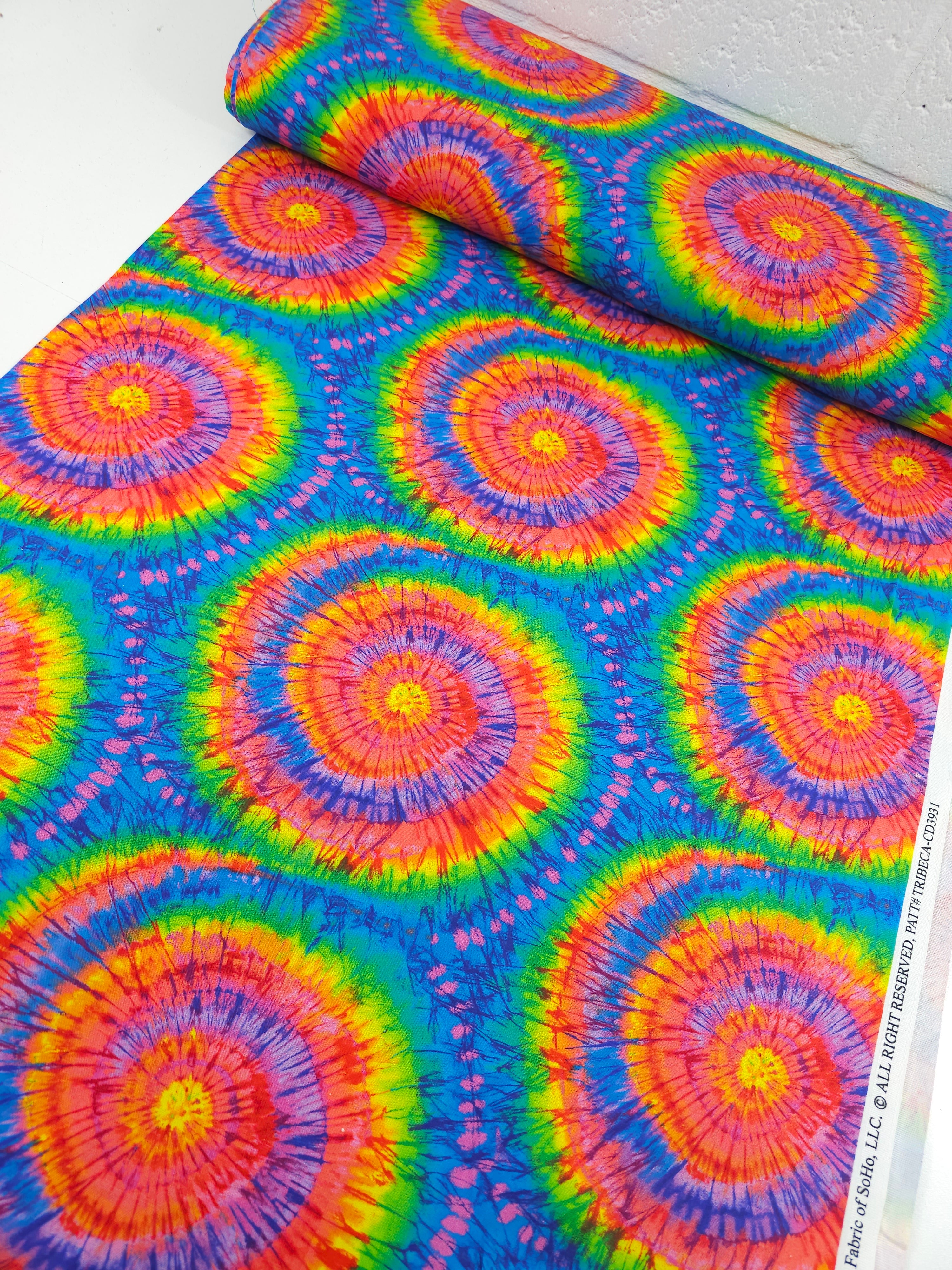Rainbow Tie-Dye Spiral 100% Cotton