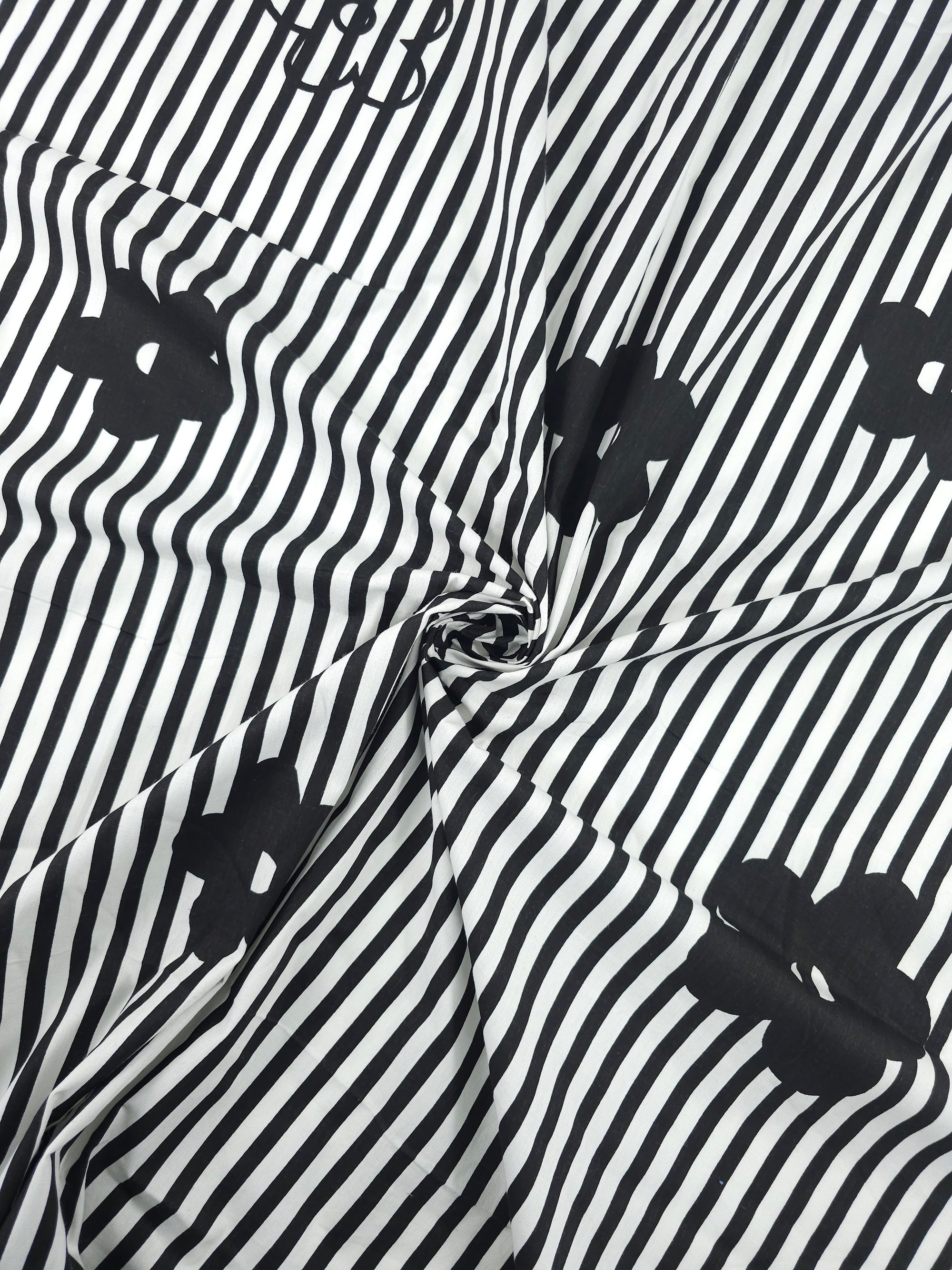 Mono Pop Flower Stripe Cotton Poplin