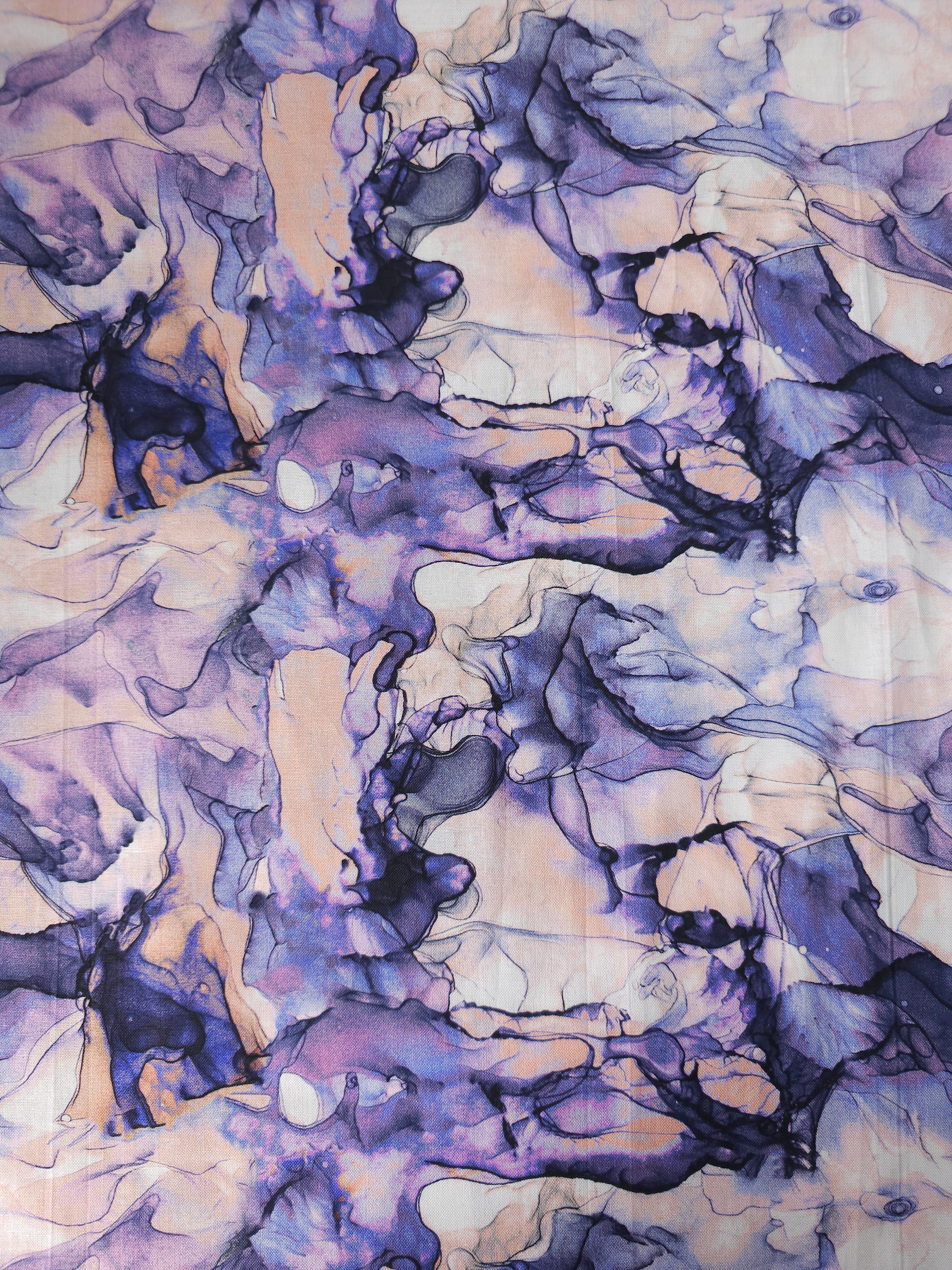 Purple/Peach Watercolour Diffusion 100% Cotton
