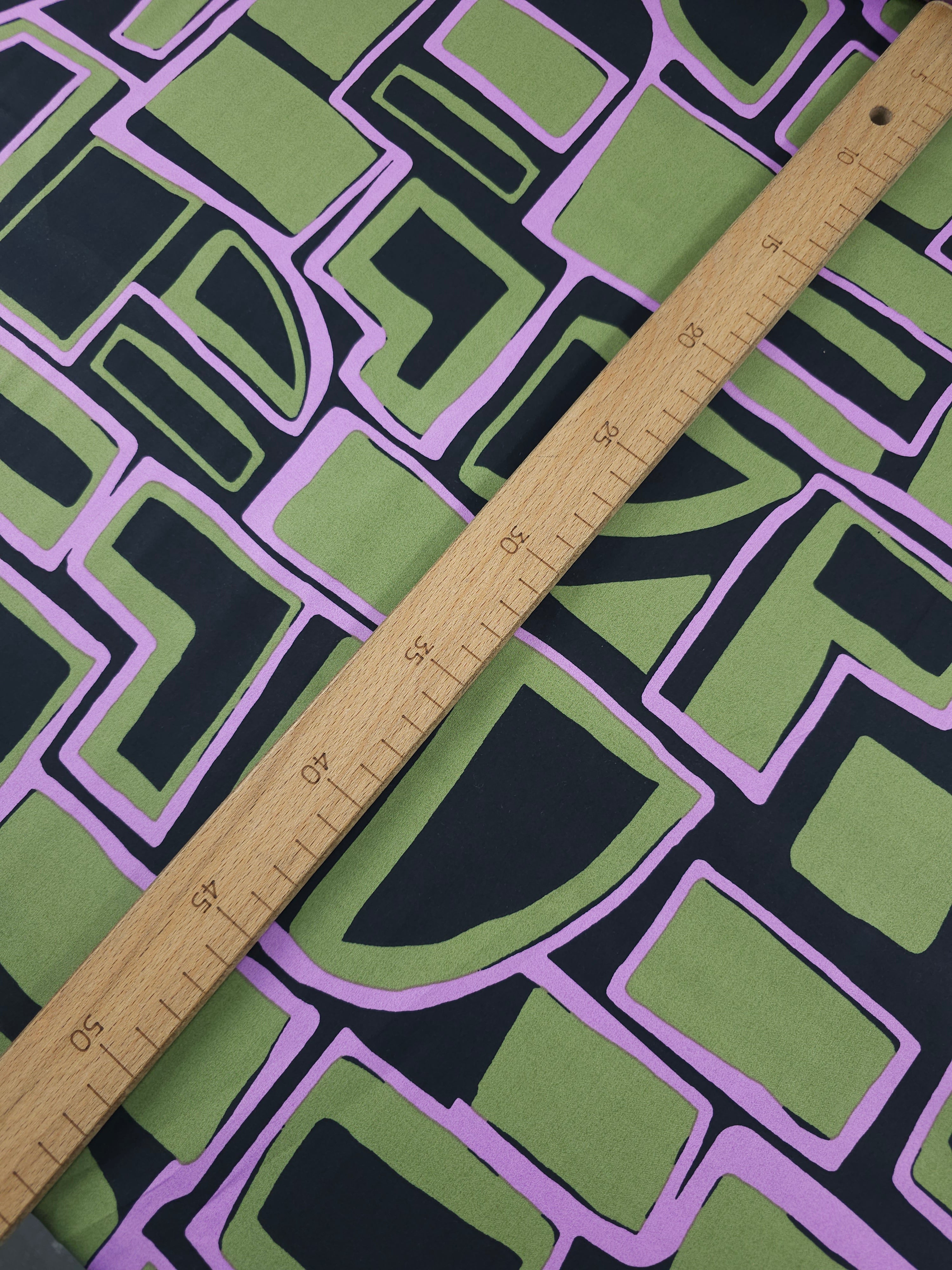 Khaki/Purple Geometric Shape Cotton Sateen 60"