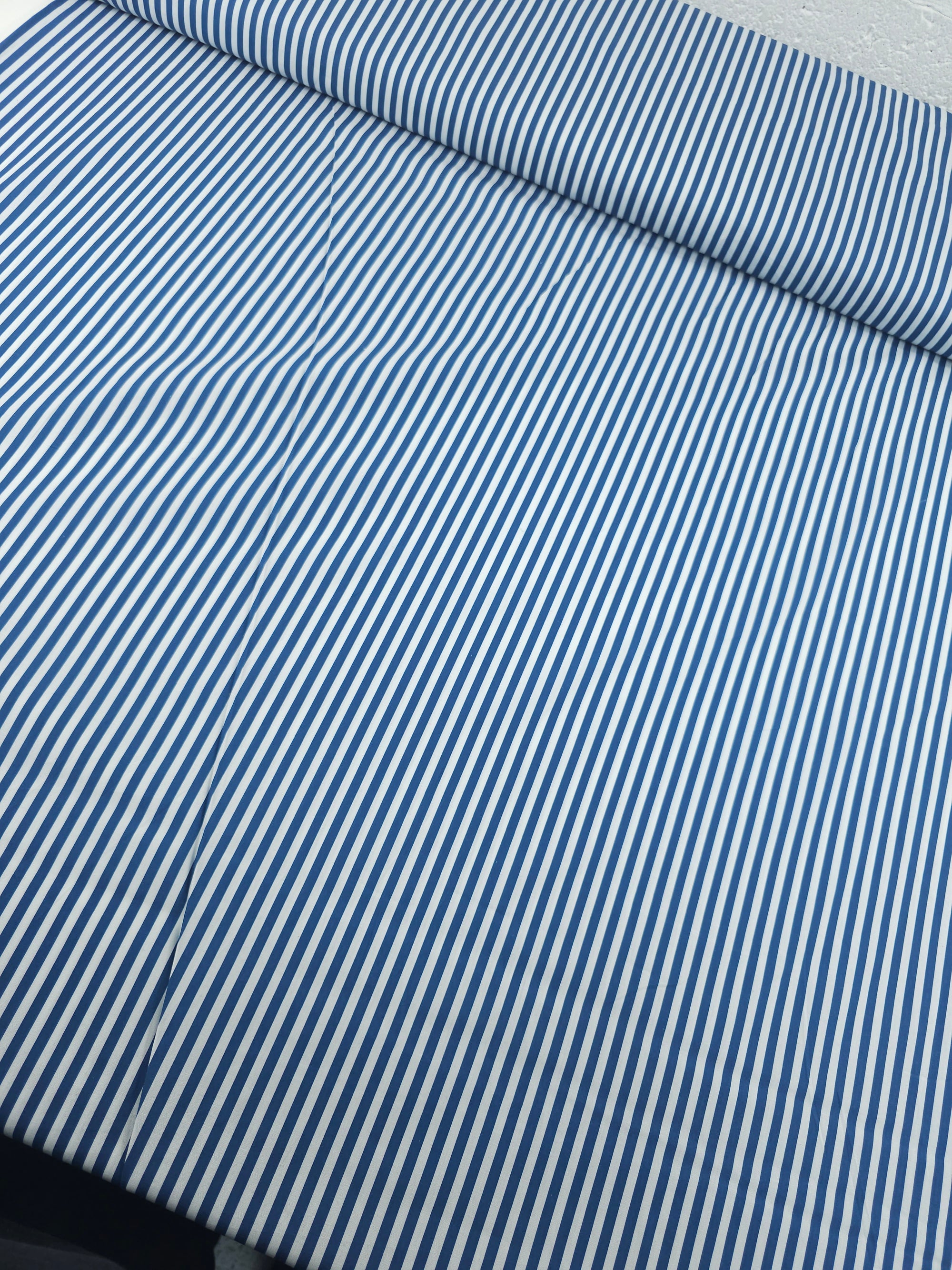 Marine Blue/White Stripe Lightweight Cotton 60"