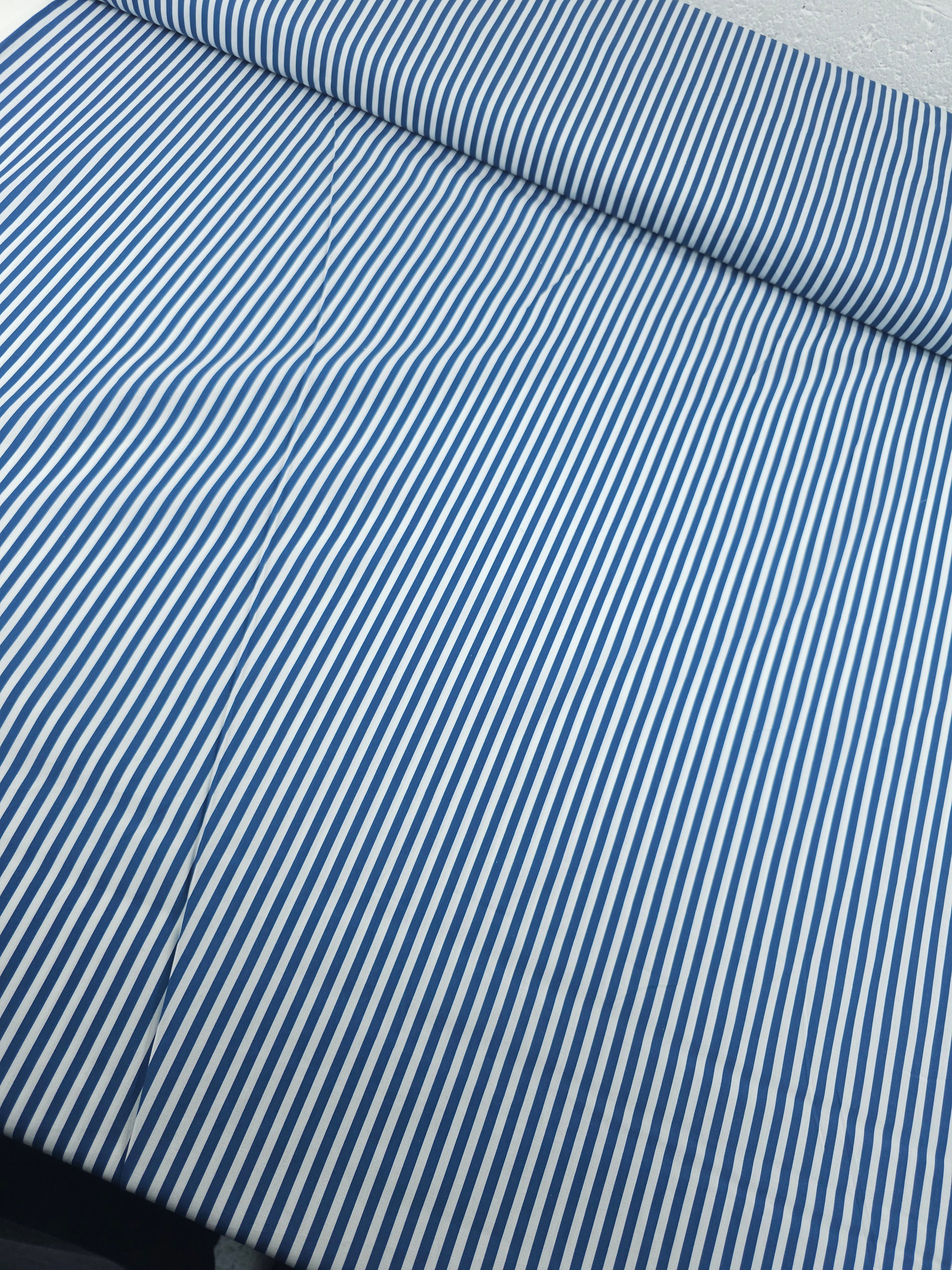 Marine Blue/White Stripe Lightweight Cotton 60"