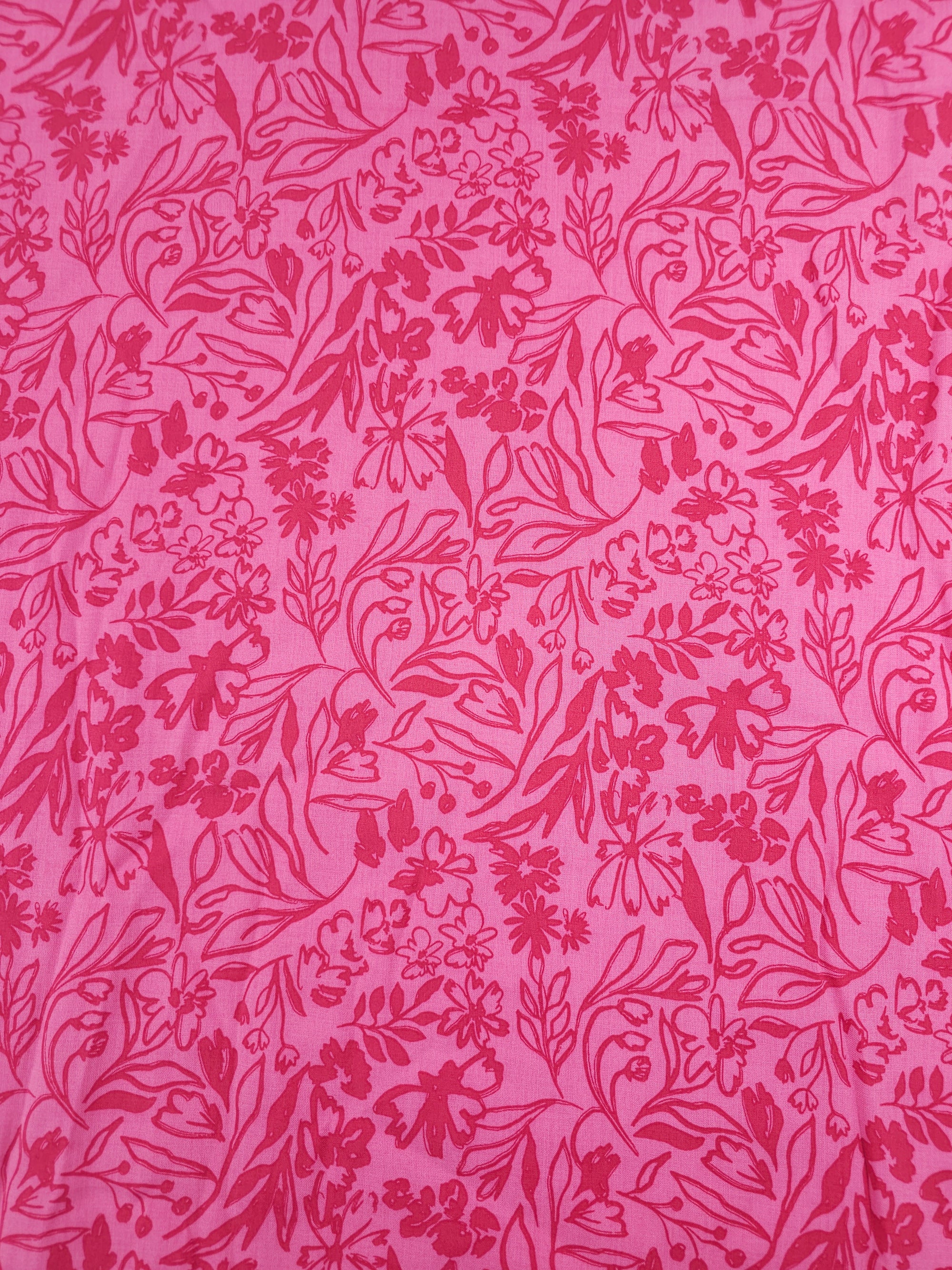 Pink/Berry Sketch Floral Field Viscose