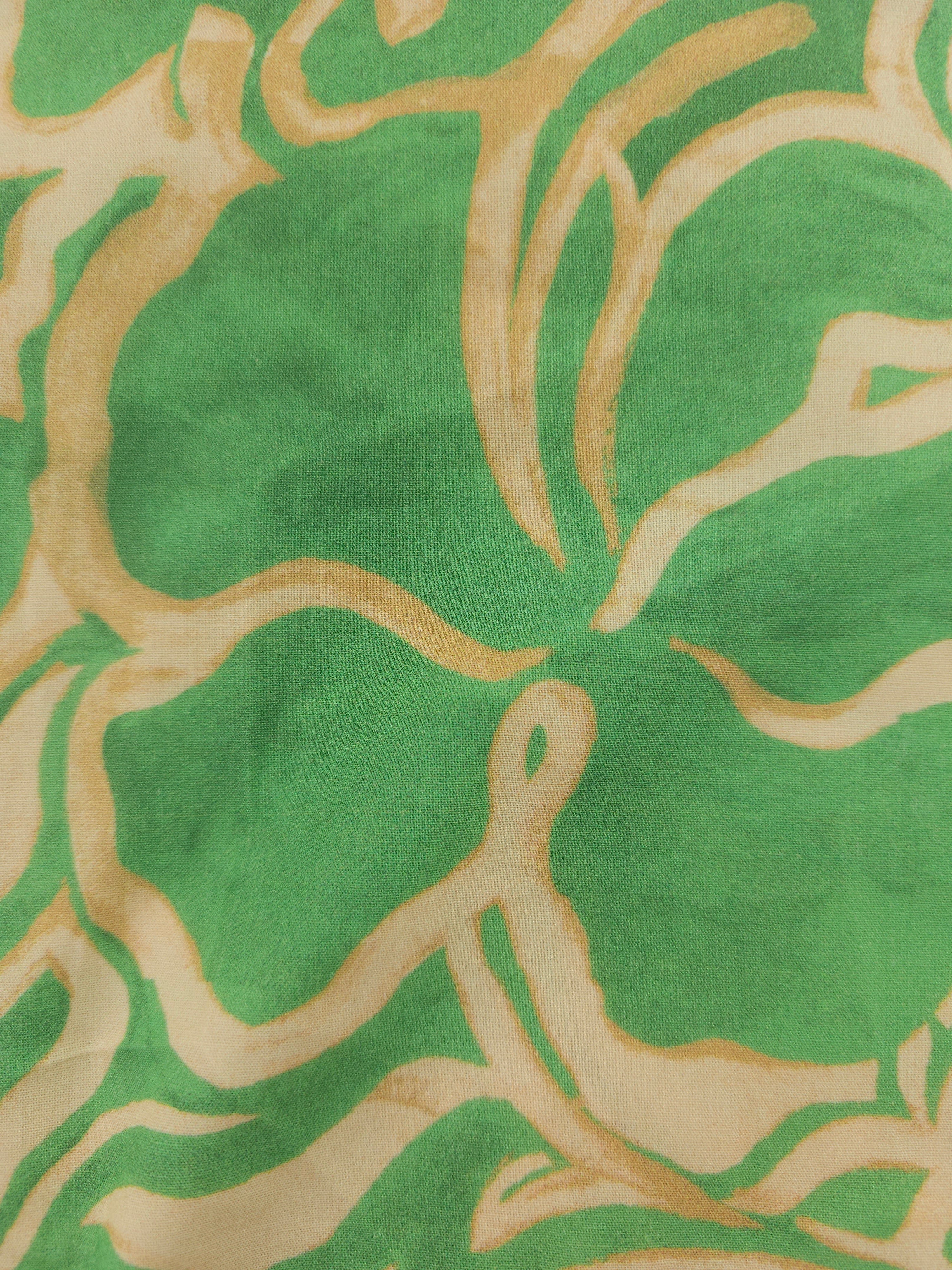 Bright green floral print Viscose- 1m piece