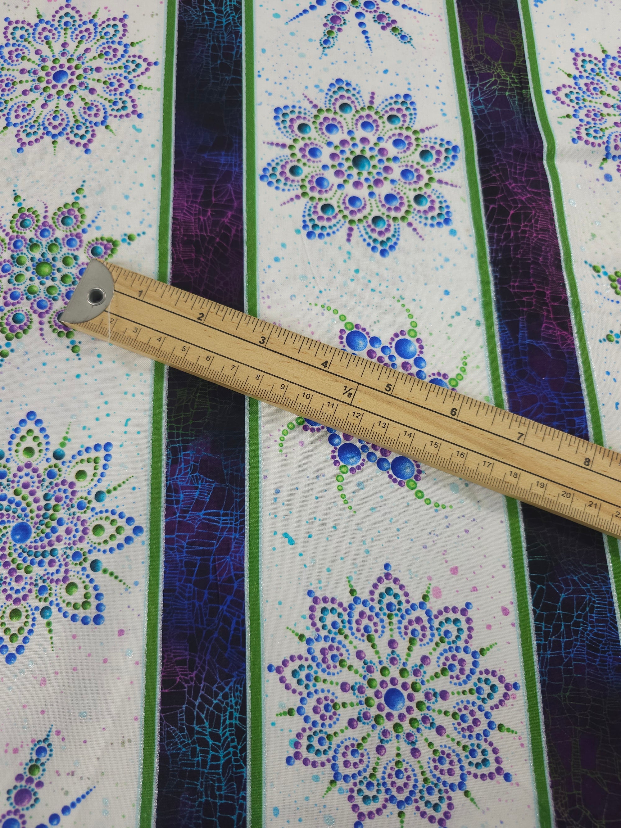 Mandala Snowflake Block Stripe 100% Cotton
