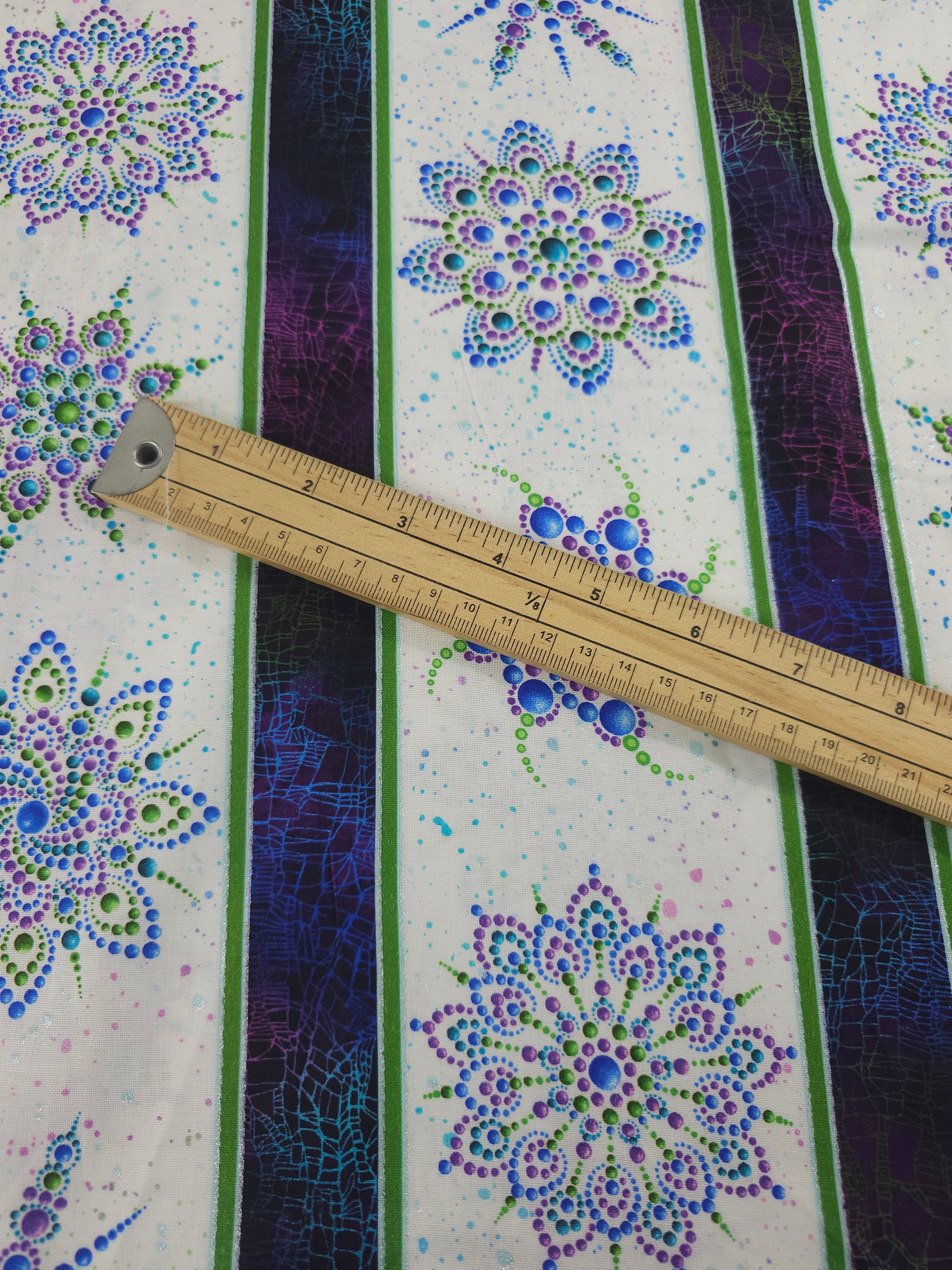 Mandala Snowflake Block Stripe 100% Cotton