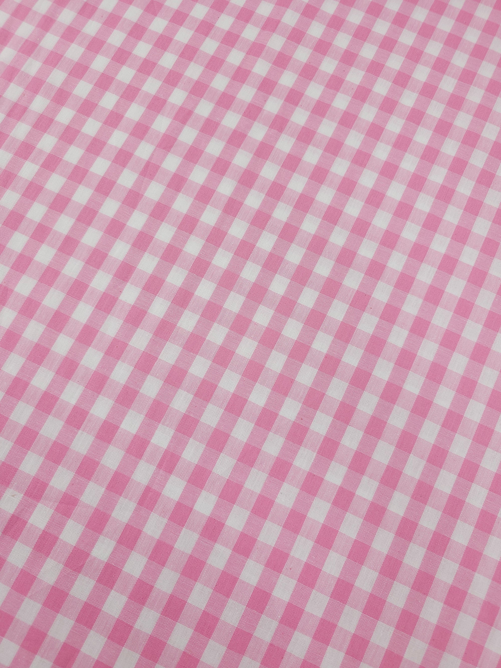 Pink Gingham 100% Cotton 55"