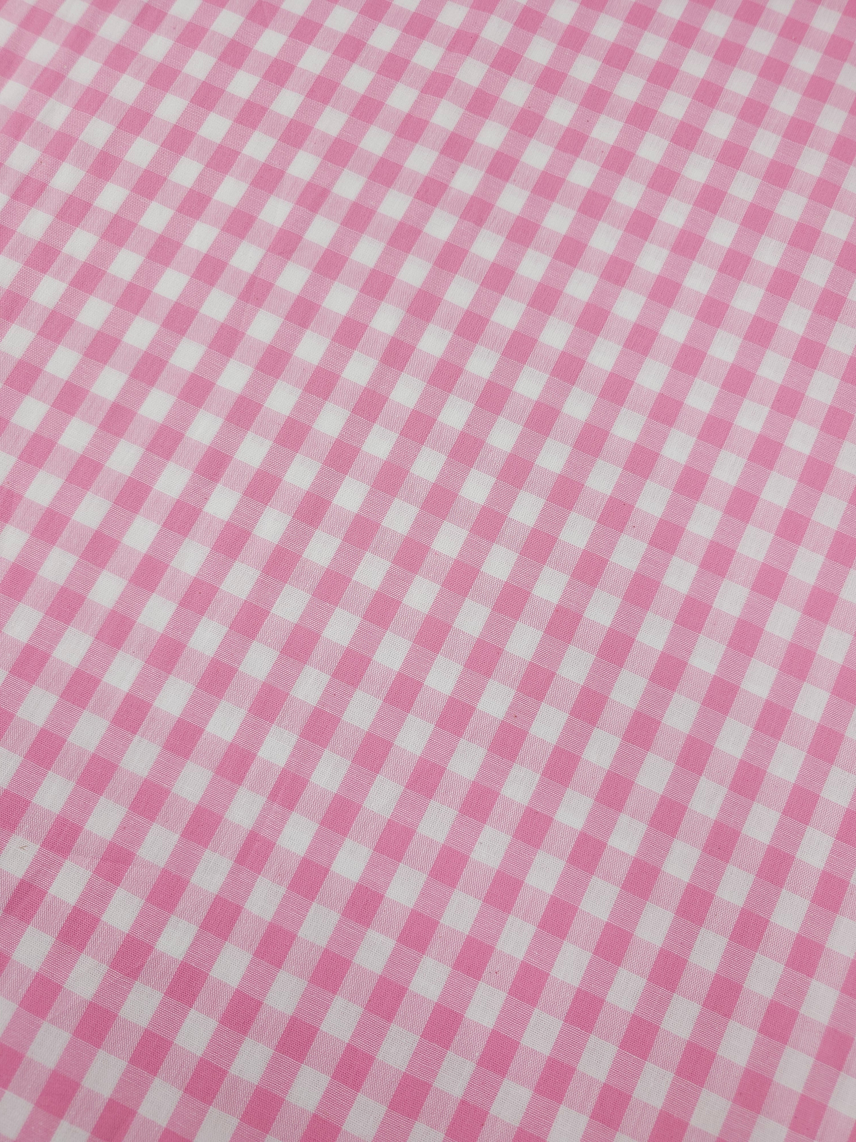 Pink Gingham 100% Cotton 55"