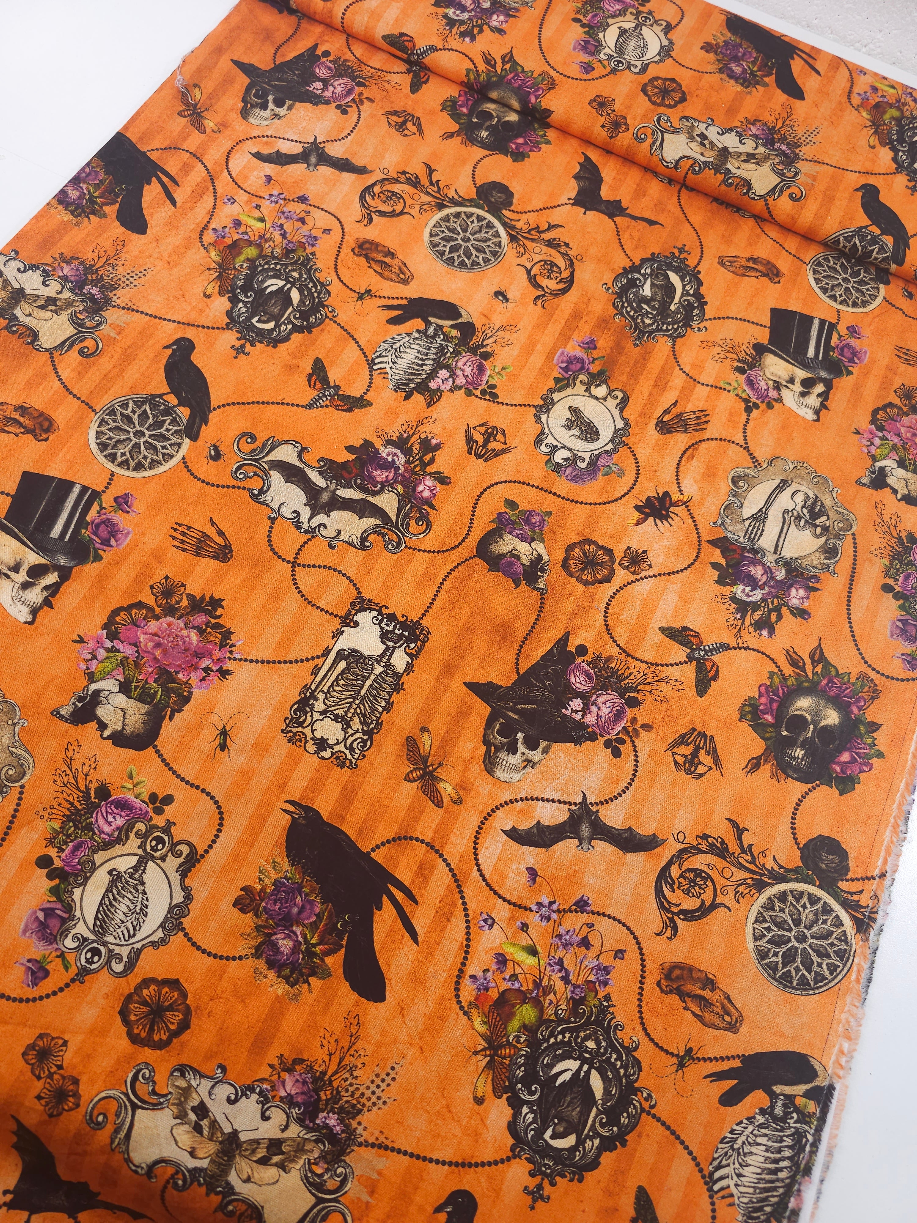 Orange Dreadful Delights Steampunk 100% Cotton - Robert Kaufman