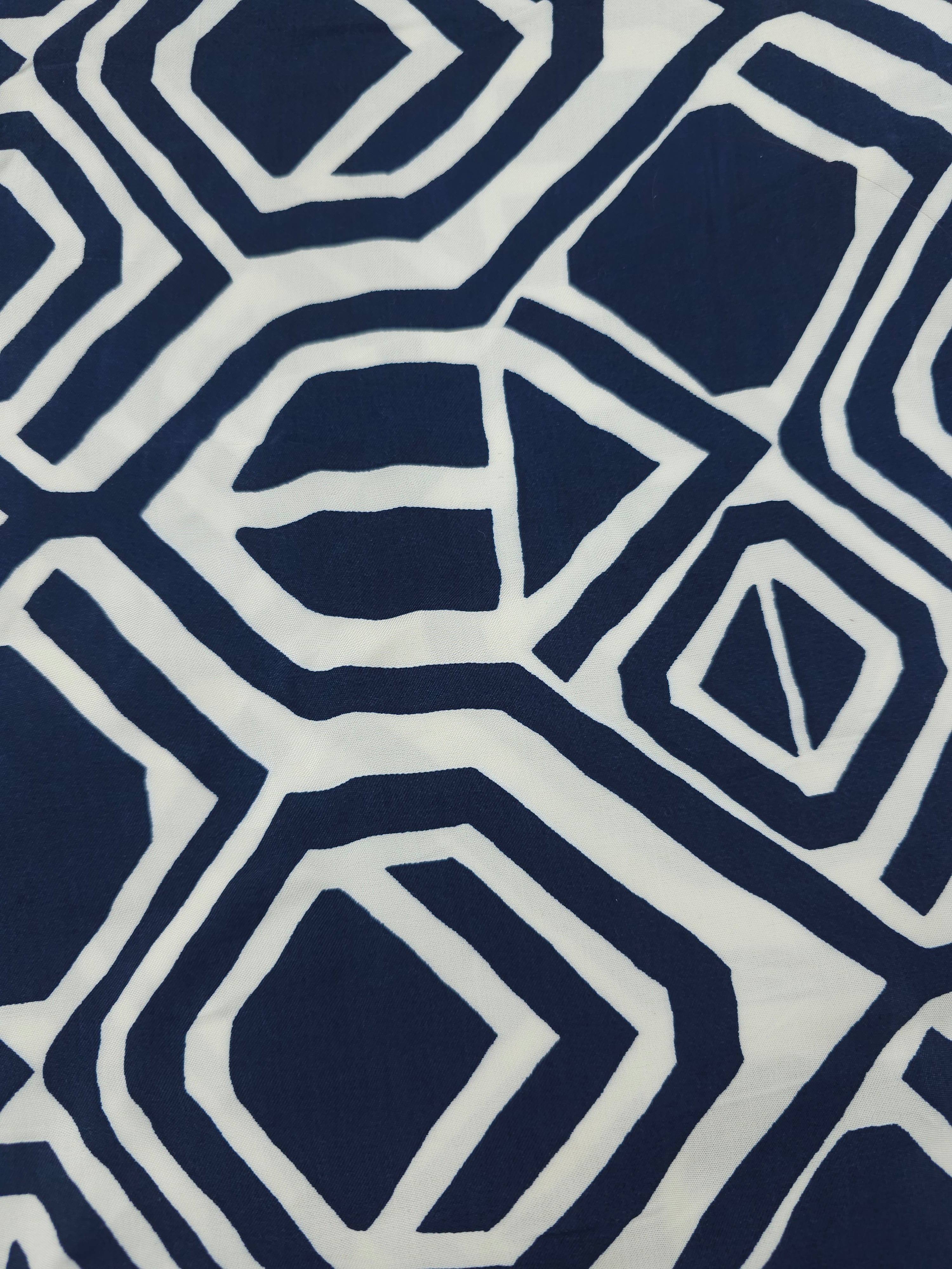 Navy geometric Viscose sateen- 3.3m piece
