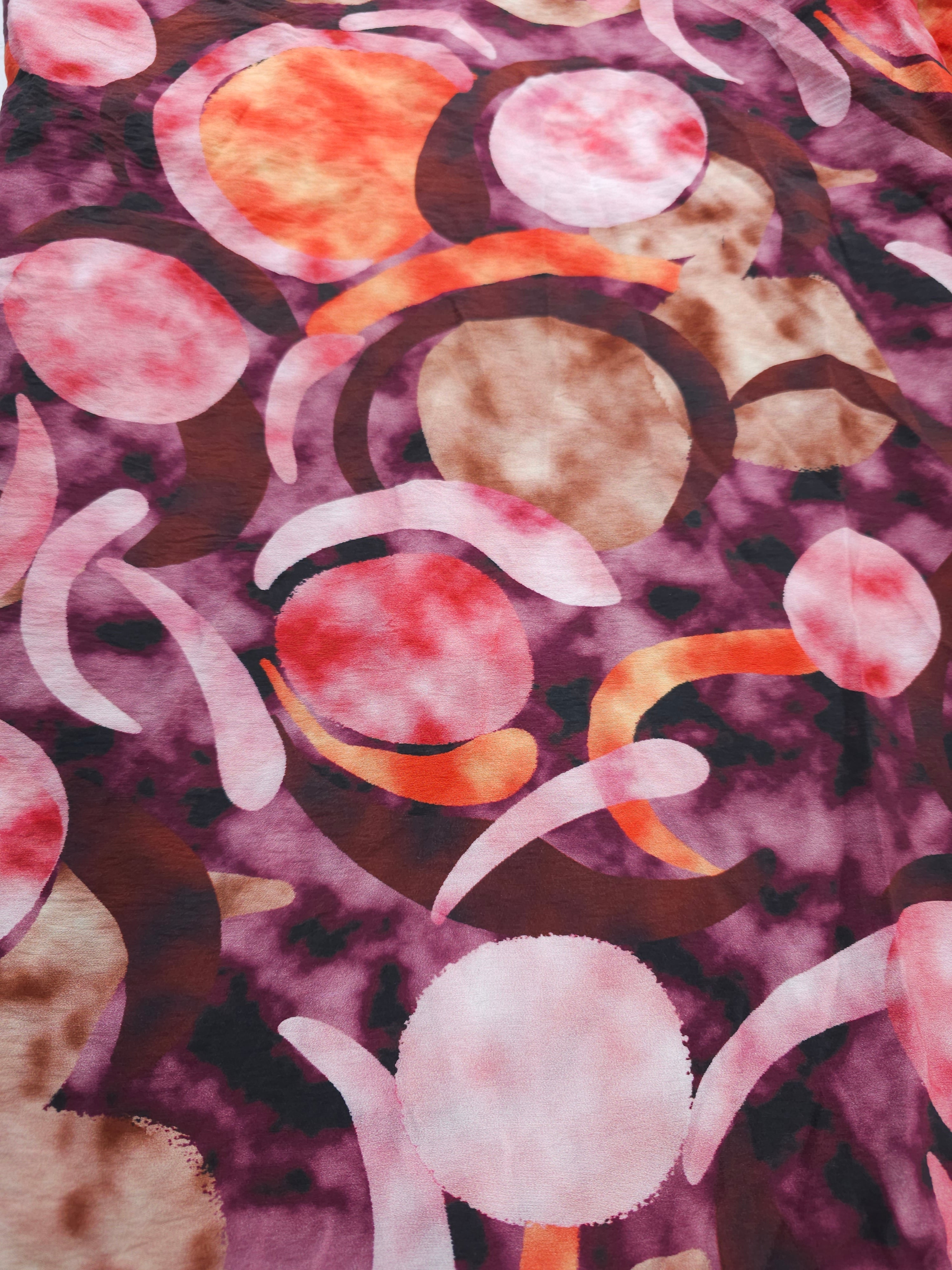 Plums and oranges watercolour Viscose- 5.5m piece